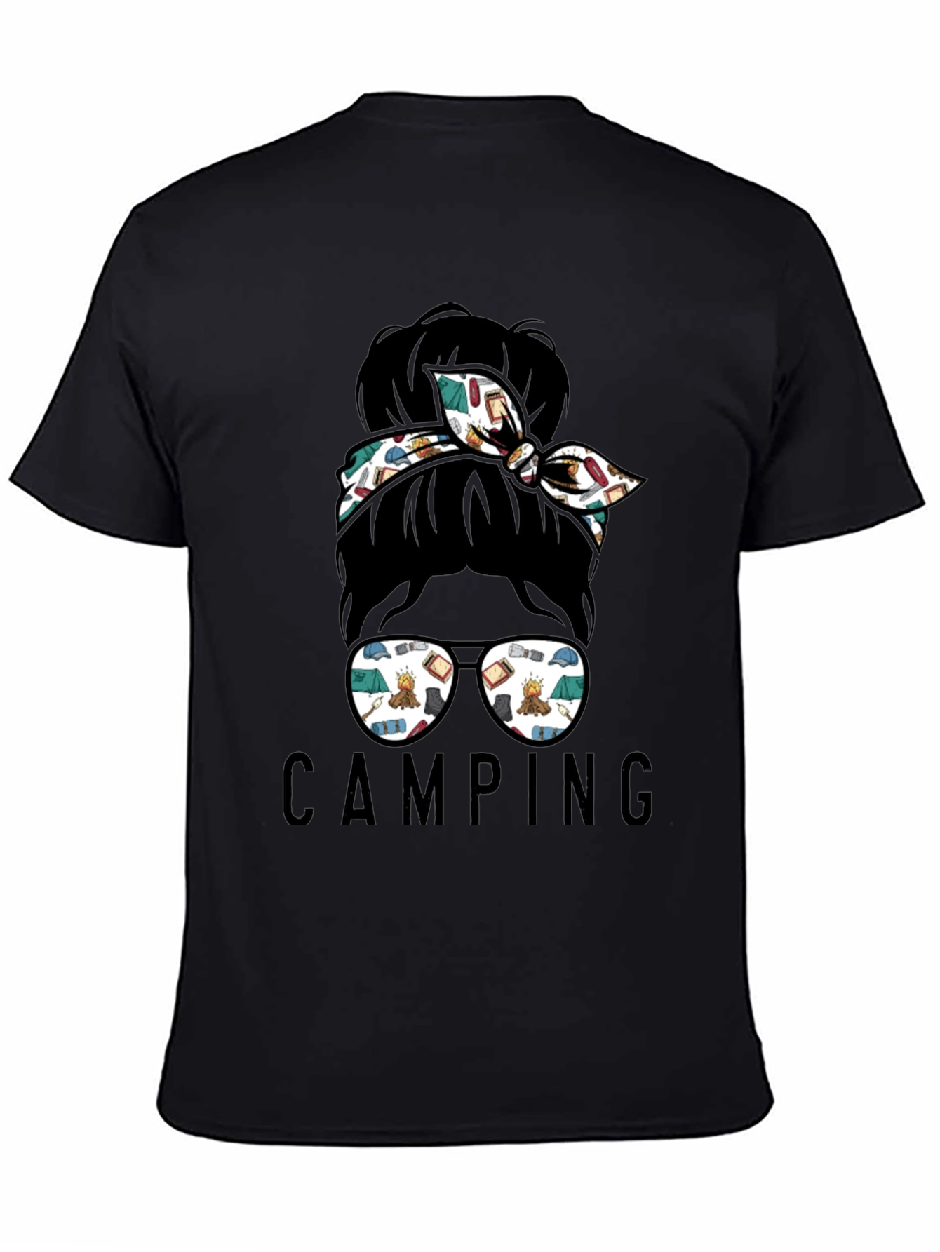 Camping Messy Bun T-Shirt - Adventure Ready Style