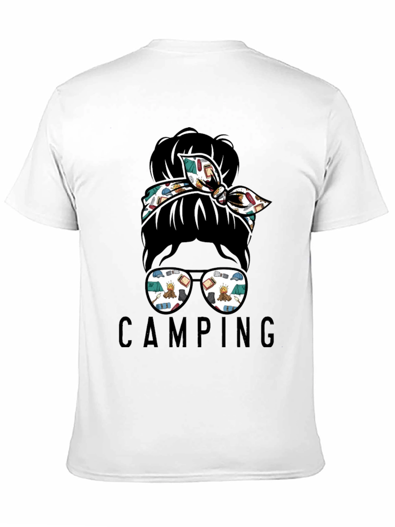 Camping Messy Bun T-Shirt - Adventure Ready Style