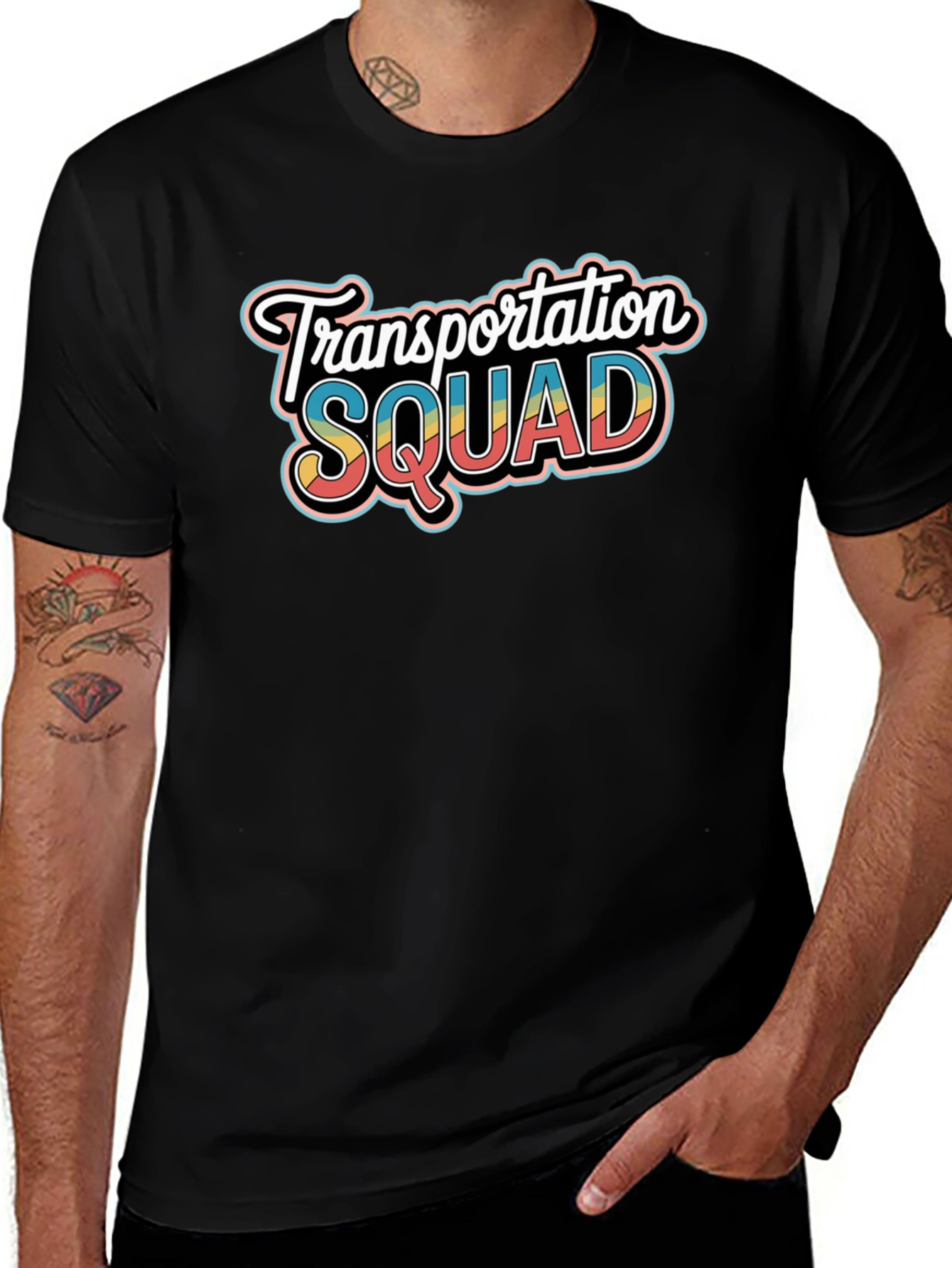 Transportation Squad Graphic Tee - Black Crew Neck