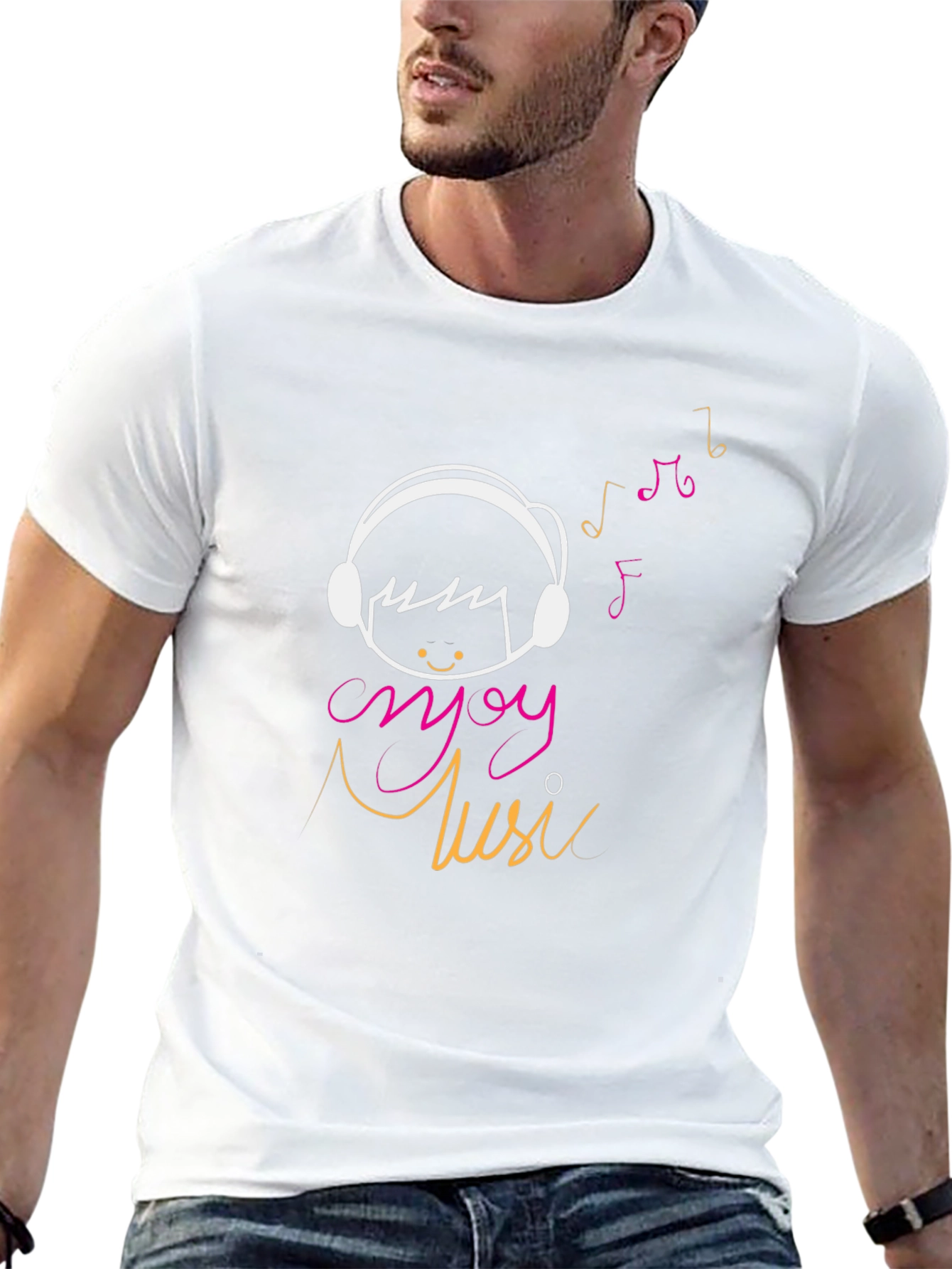 Enjoy Music Graphic Tee - Casual Black T-Shirt