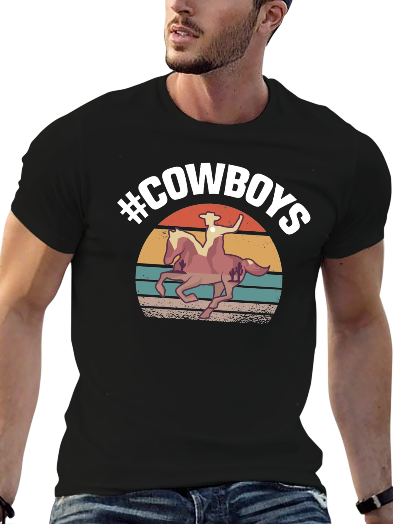 #Cowboys Graphic Tee - Western Style T-Shirt