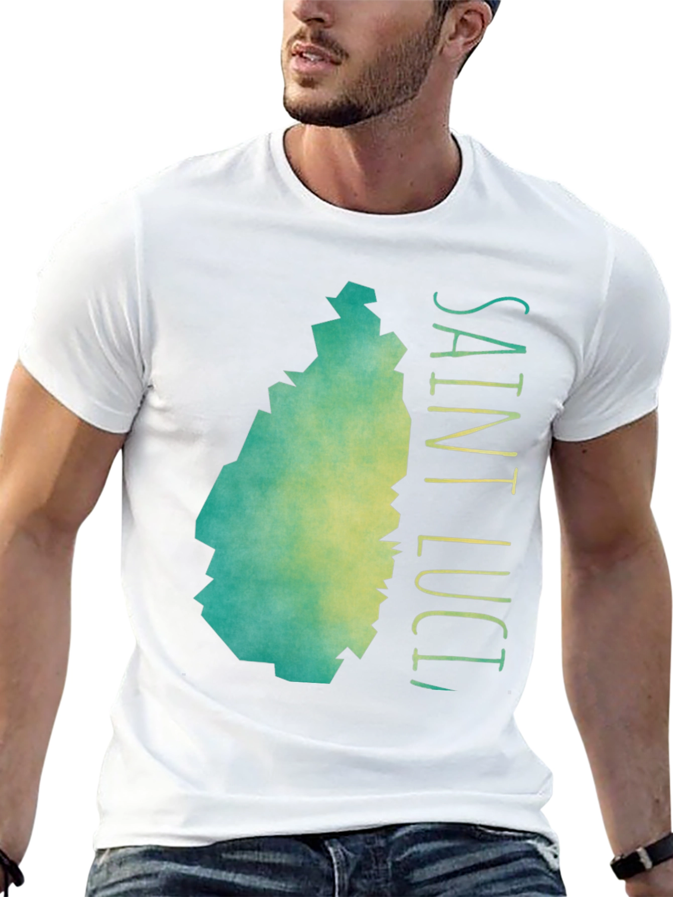 Saint Lucia Map Graphic T-Shirt