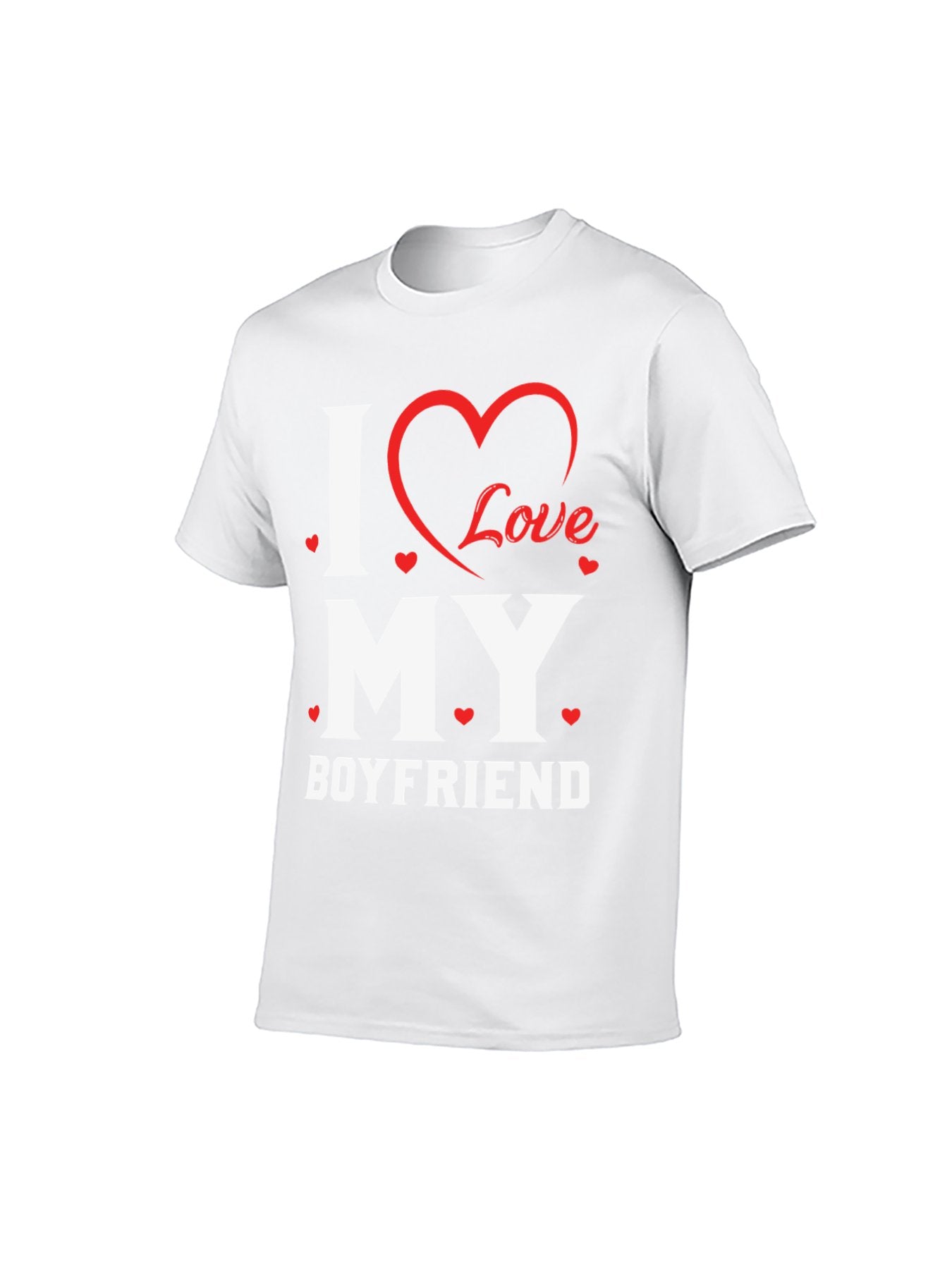 I Love My Boyfriend Heart T-Shirt - 100% Cotton, Romantic Casual Tee for Couples & Daily Occasions