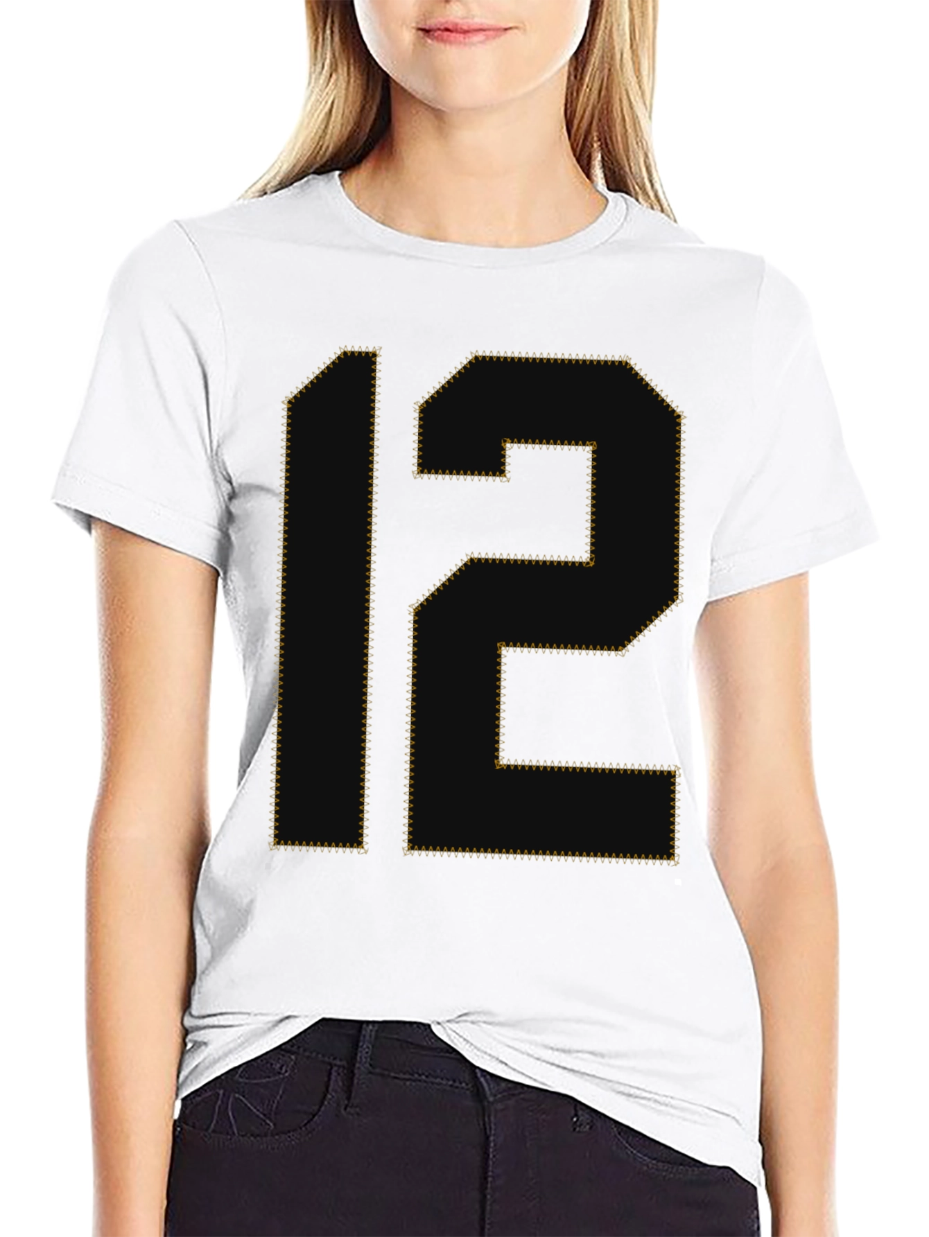 Number 12 Graphic Tee - Black Cotton T-Shirt