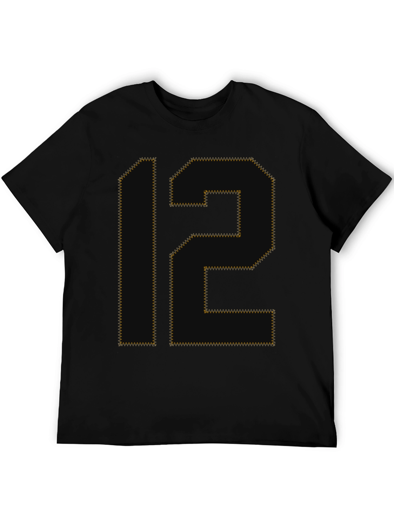 Number 12 Graphic Tee - Black Cotton T-Shirt