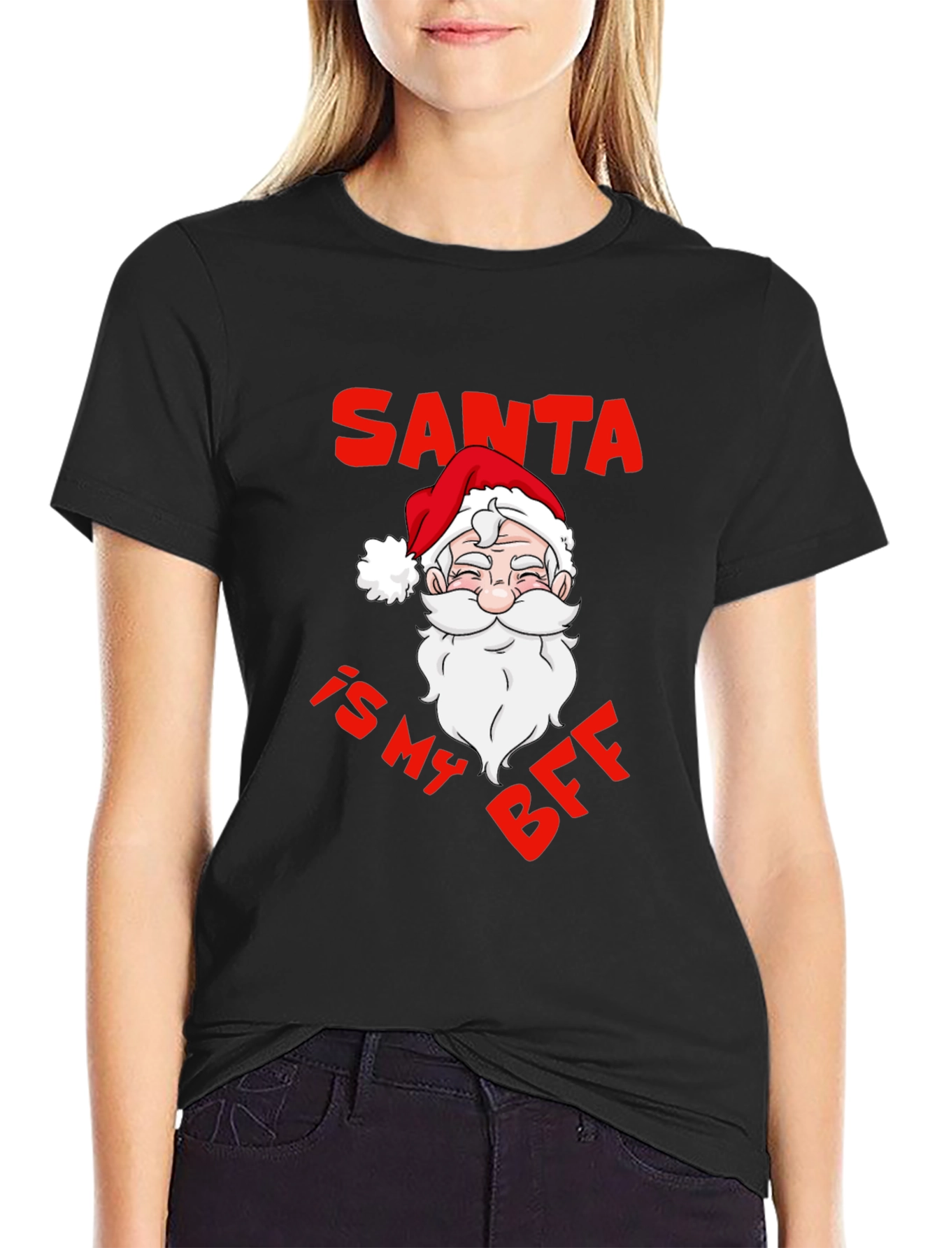 Santa is My BFF Black T-Shirt