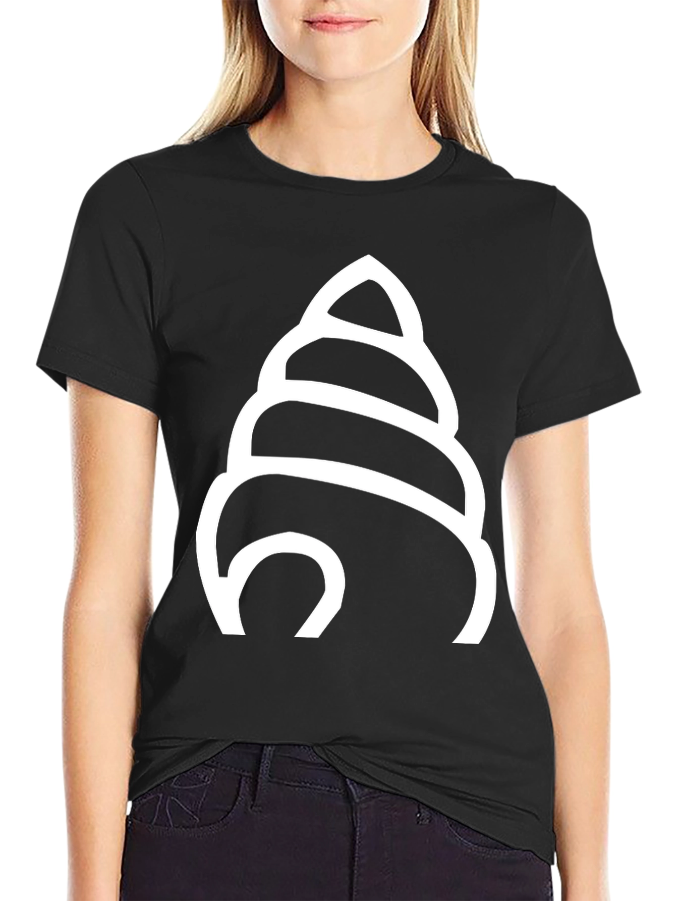 Abstract Seashell Graphic Tee - Modern Black T-Shirt