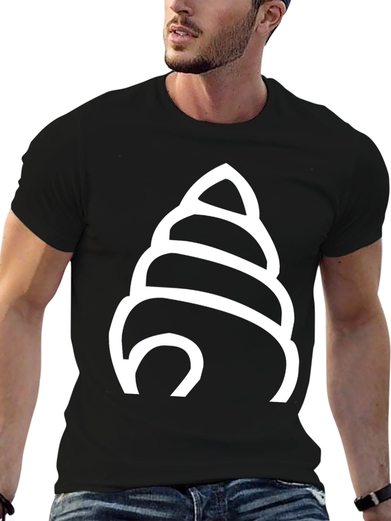 Abstract Seashell Graphic Tee - Modern Black T-Shirt