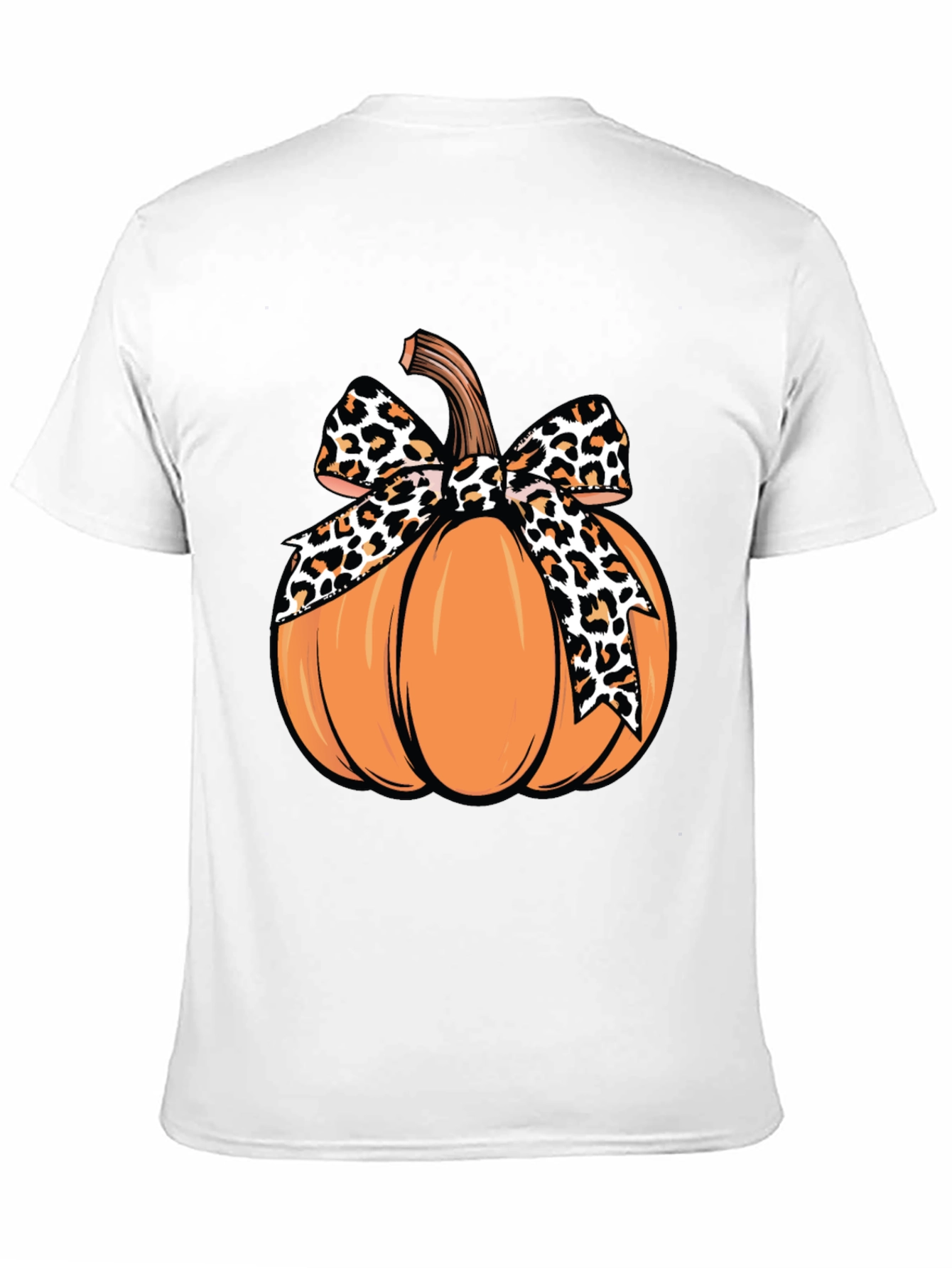 Pumpkin Leopard Bow T-Shirt - Fall Apparel