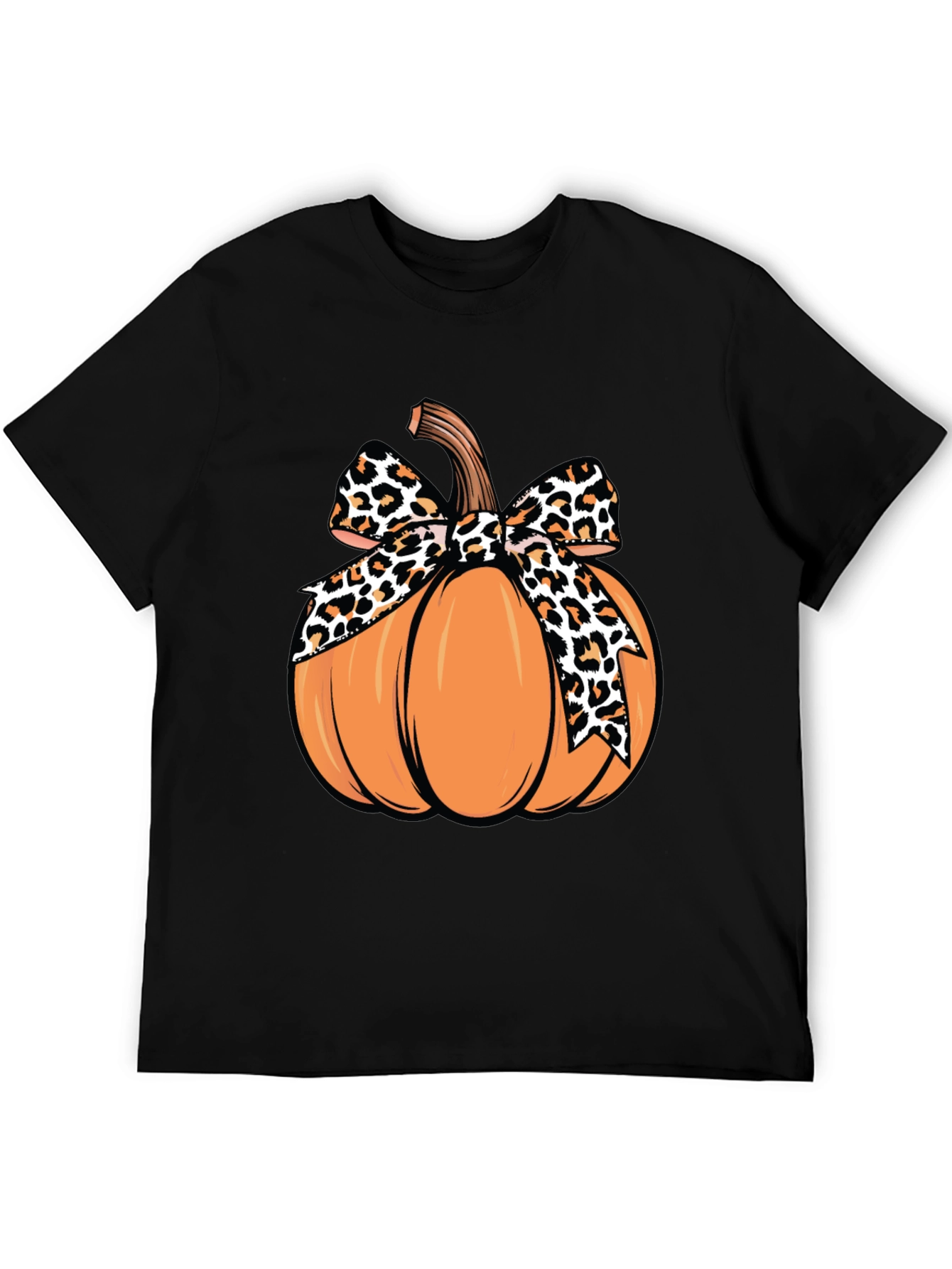 Pumpkin Leopard Bow T-Shirt - Fall Apparel