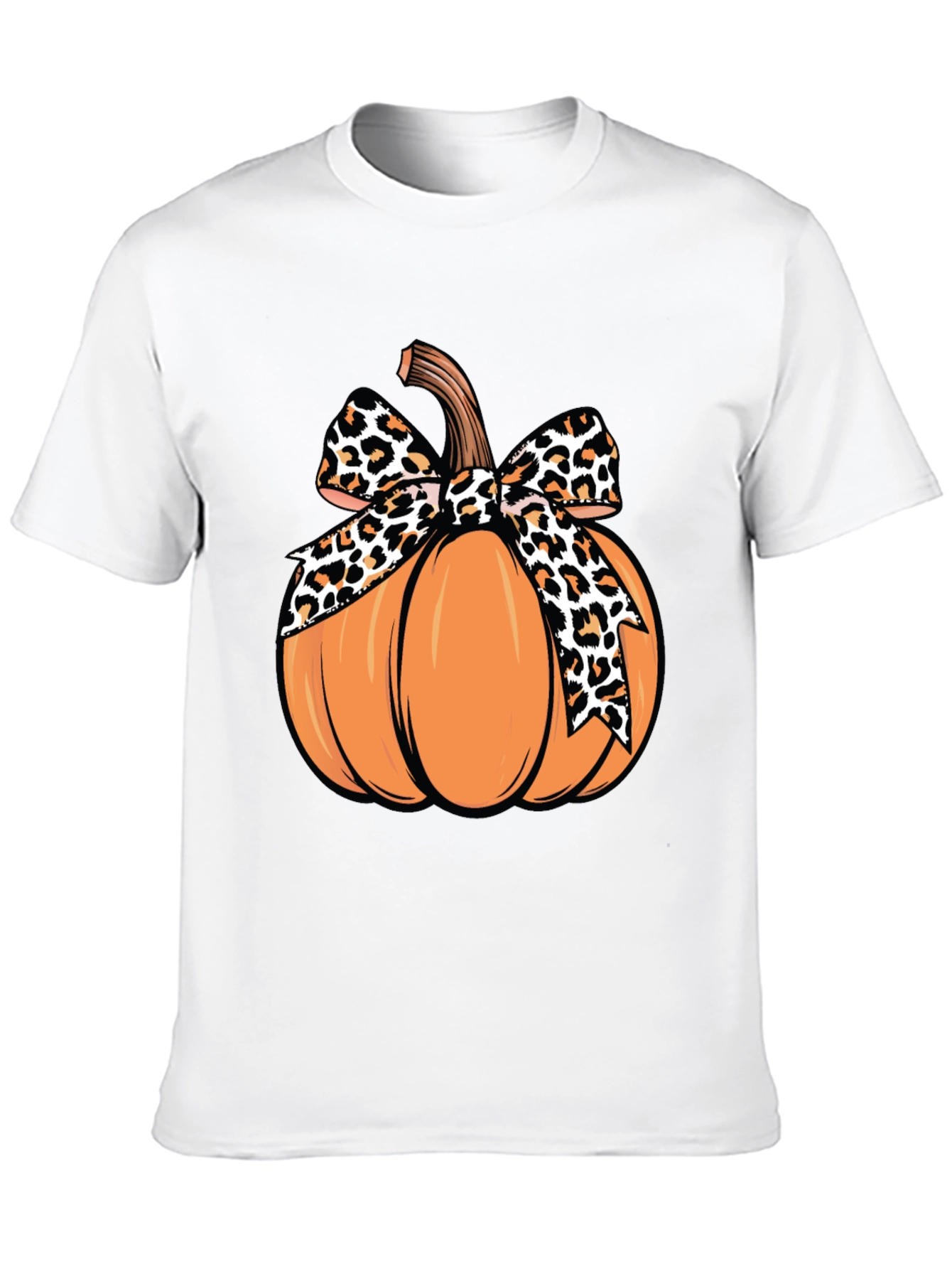 Pumpkin Leopard Bow T-Shirt - Fall Apparel