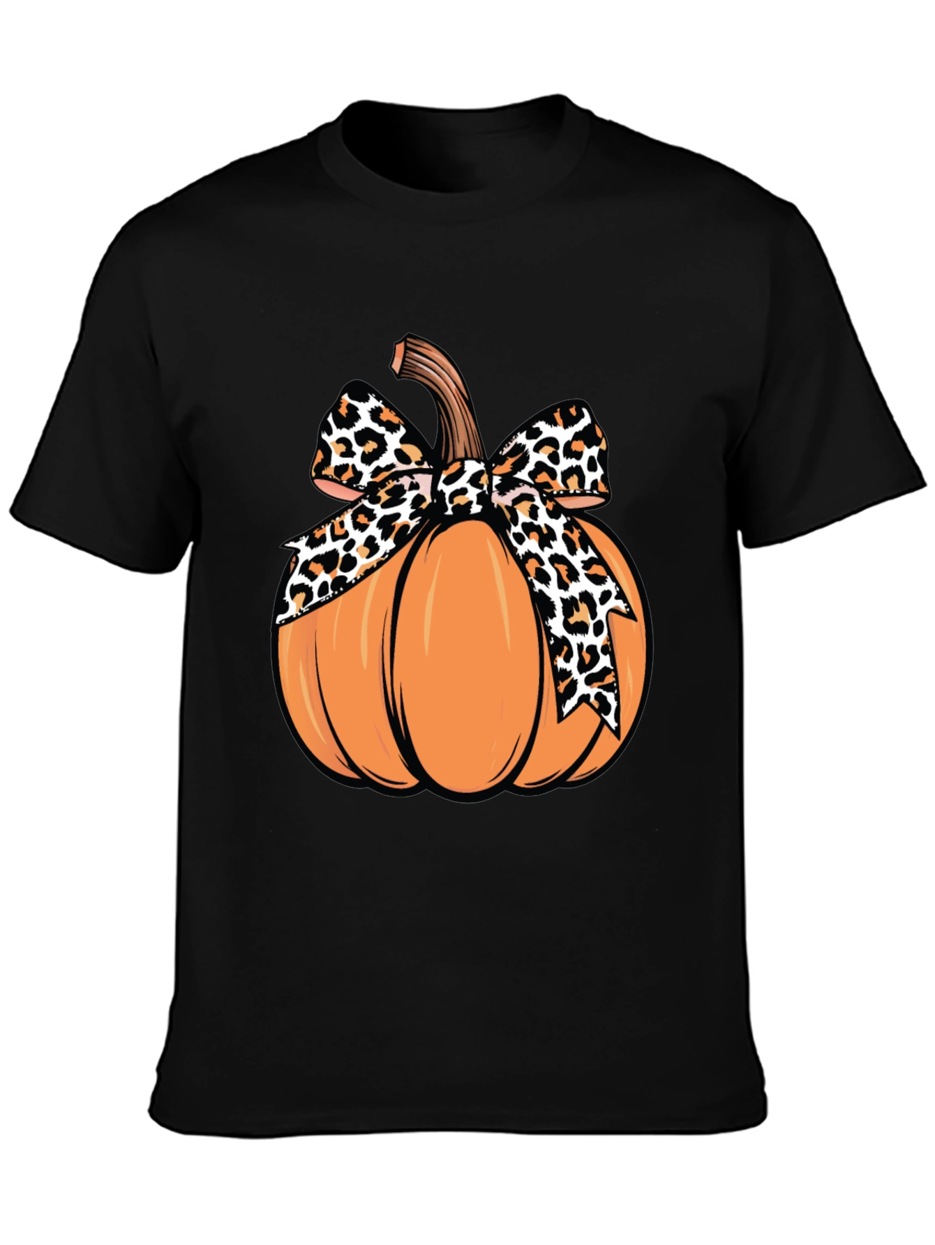 Pumpkin Leopard Bow T-Shirt - Fall Apparel