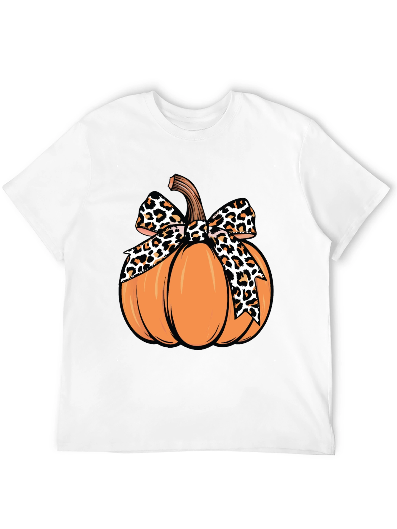 Pumpkin Leopard Bow T-Shirt - Fall Apparel