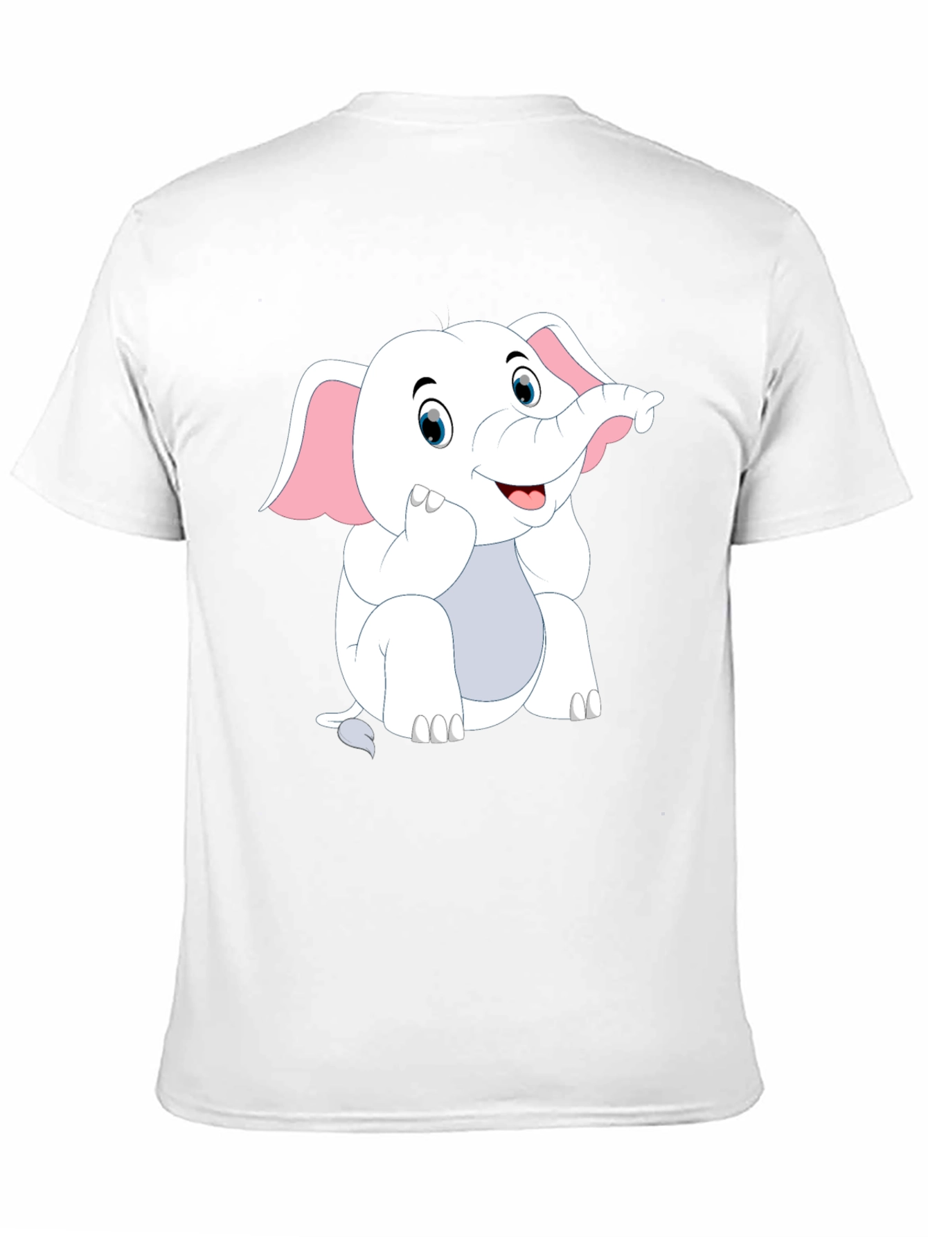 Black T-Shirt with Cute Cartoon Elephant Design