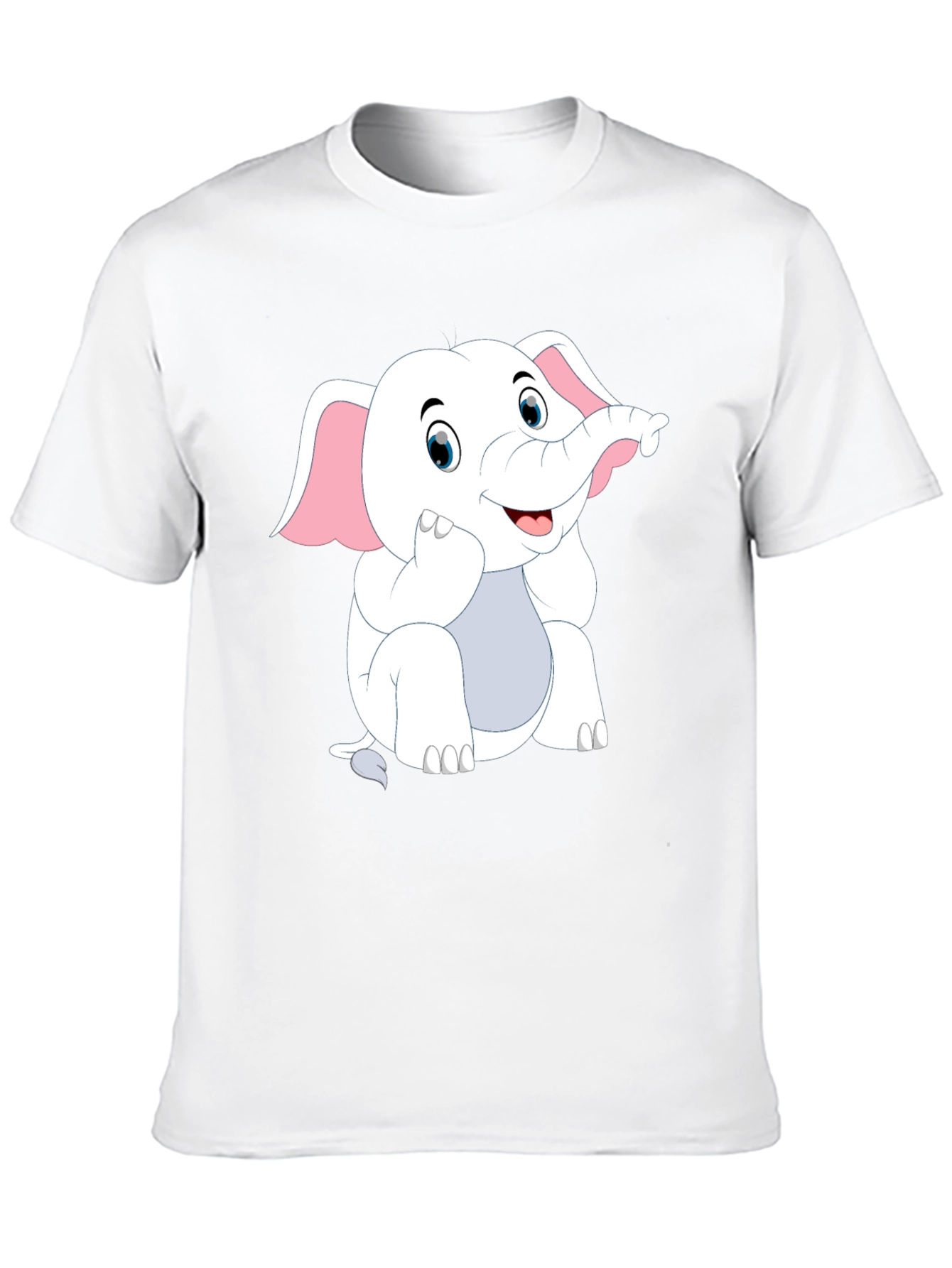 Black T-Shirt with Cute Cartoon Elephant Design