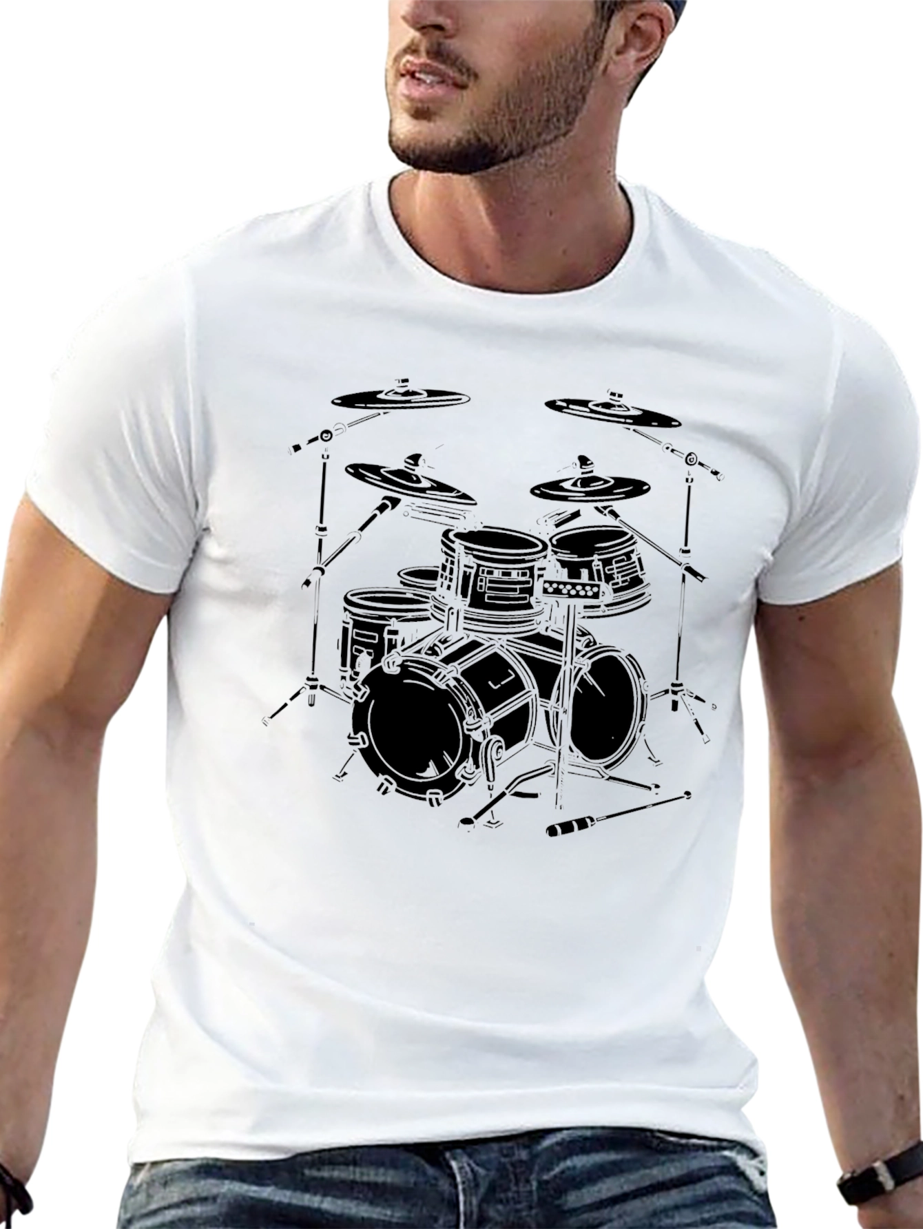 Drum Set Graphic Tee - Band Fan T-Shirt