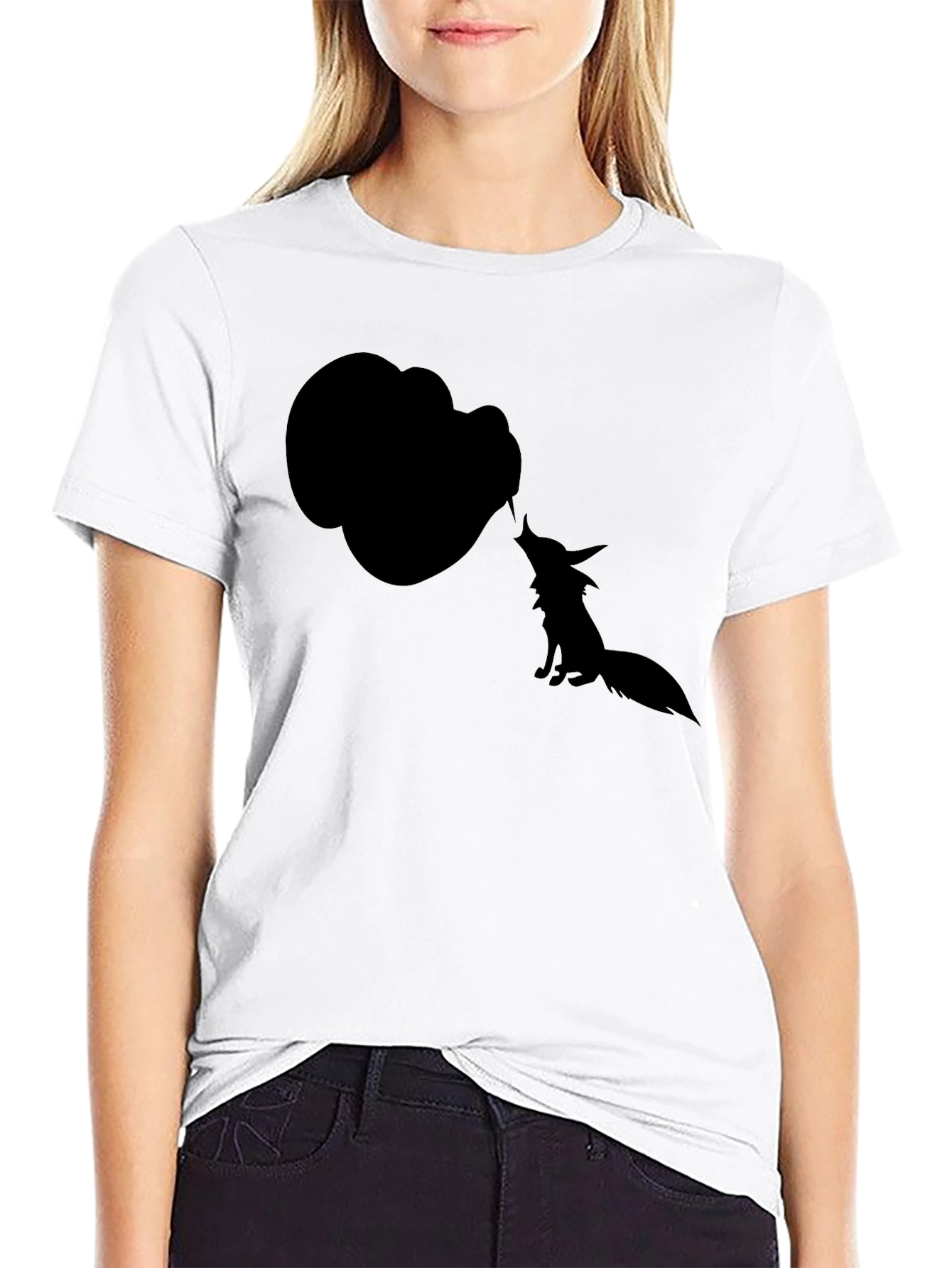Silhouette Fox T-Shirt - Black Cotton Tee