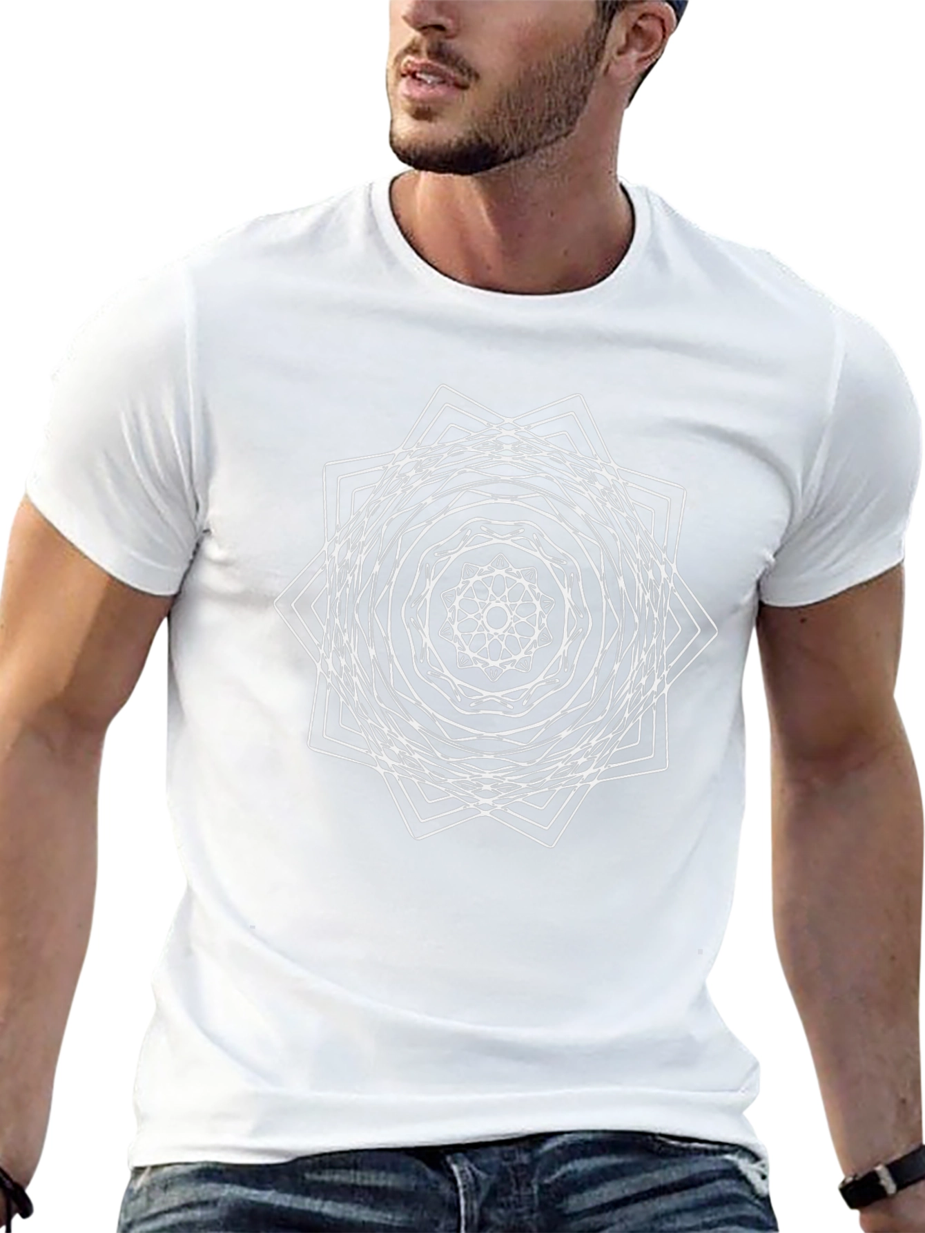 Geometric Mandala Graphic Tee - Stylish Black T-Shirt