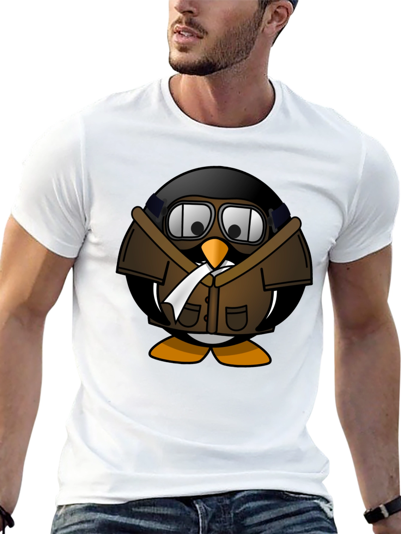 Aviator Penguin Graphic T-Shirt - Black