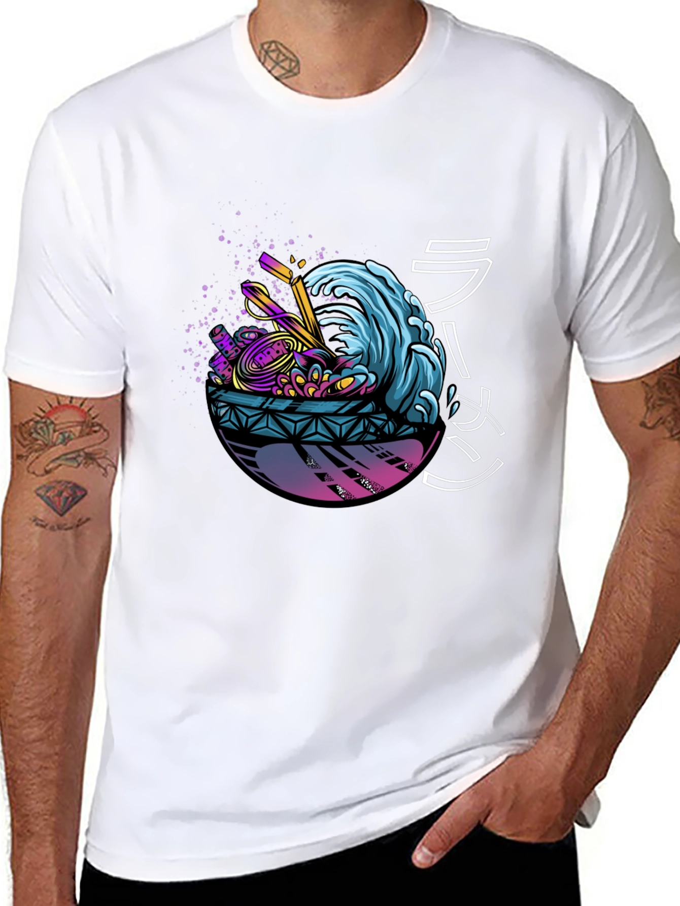 Ramen Wave Graphic Tee - Unique Design Soft Fabric