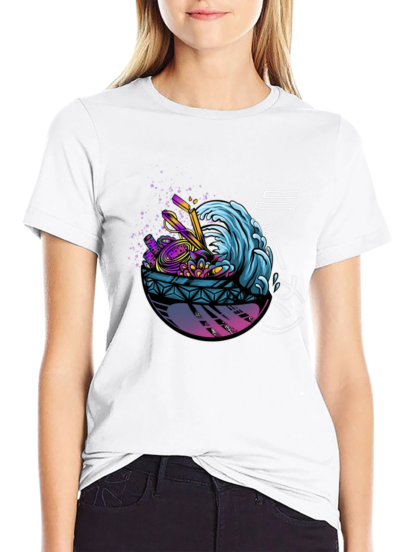 Ramen Wave Graphic Tee - Unique Design Soft Fabric