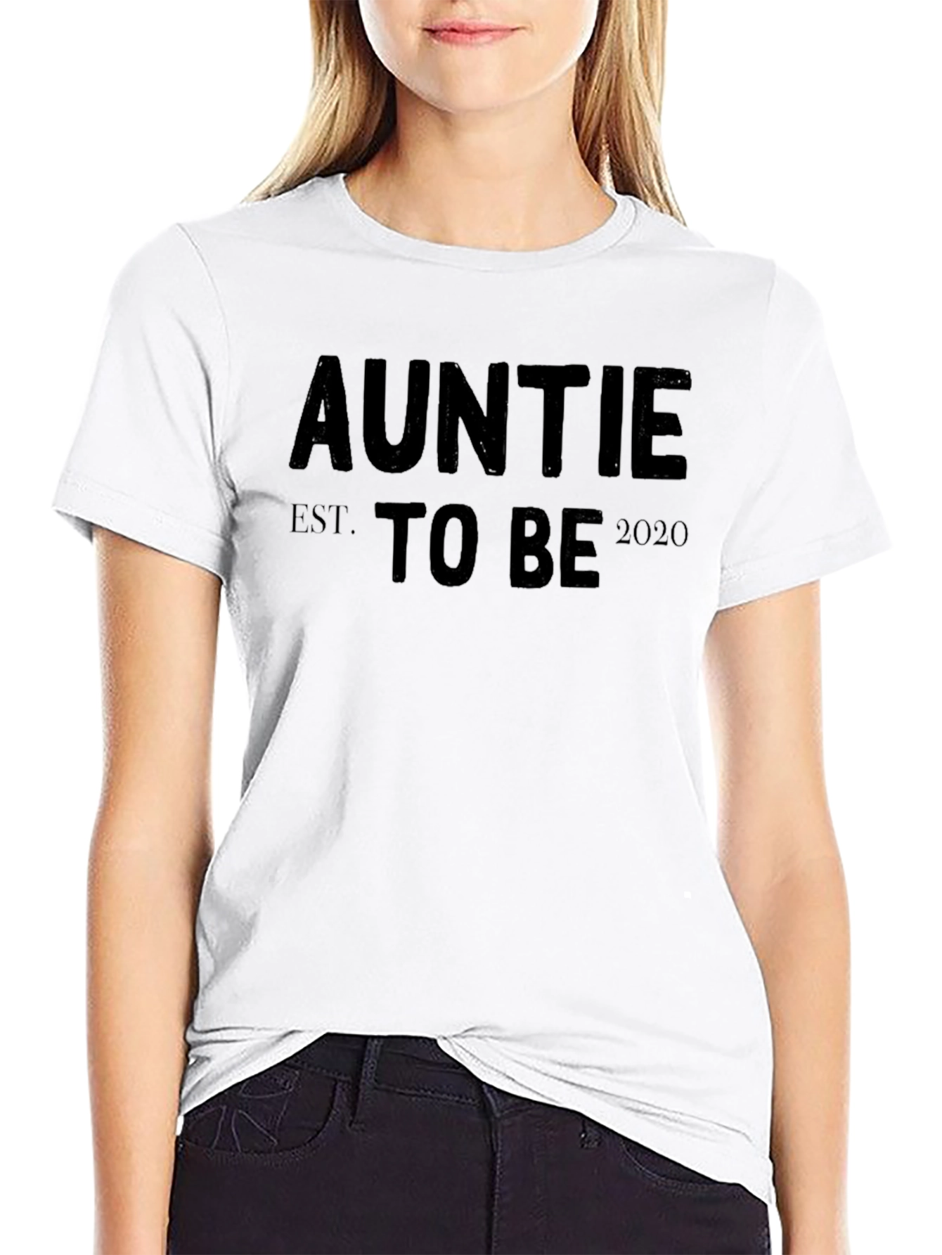 Auntie to Be EST. 2020 Black T-Shirt
