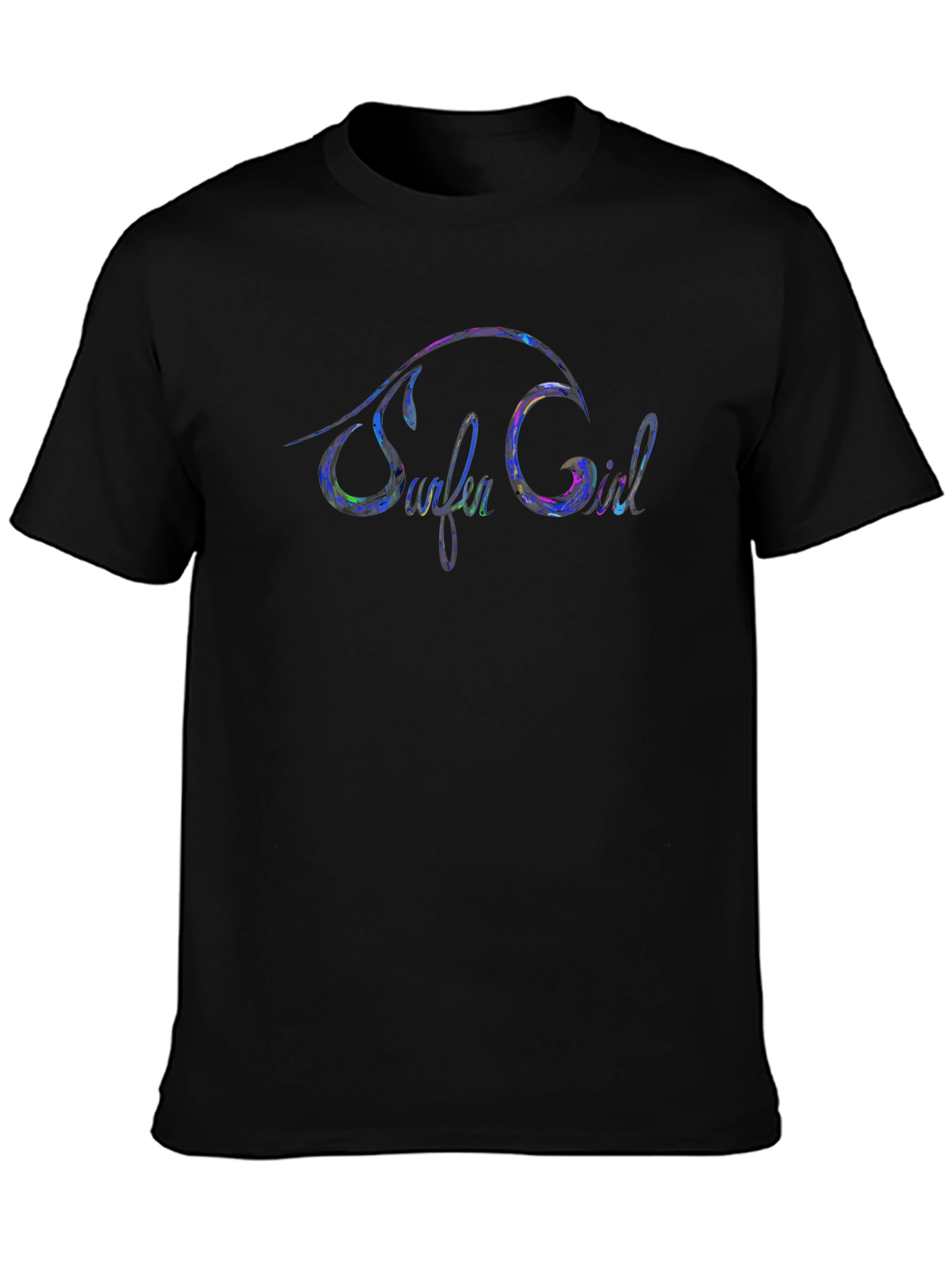 Surfer Girl Graphic Print Black Tee