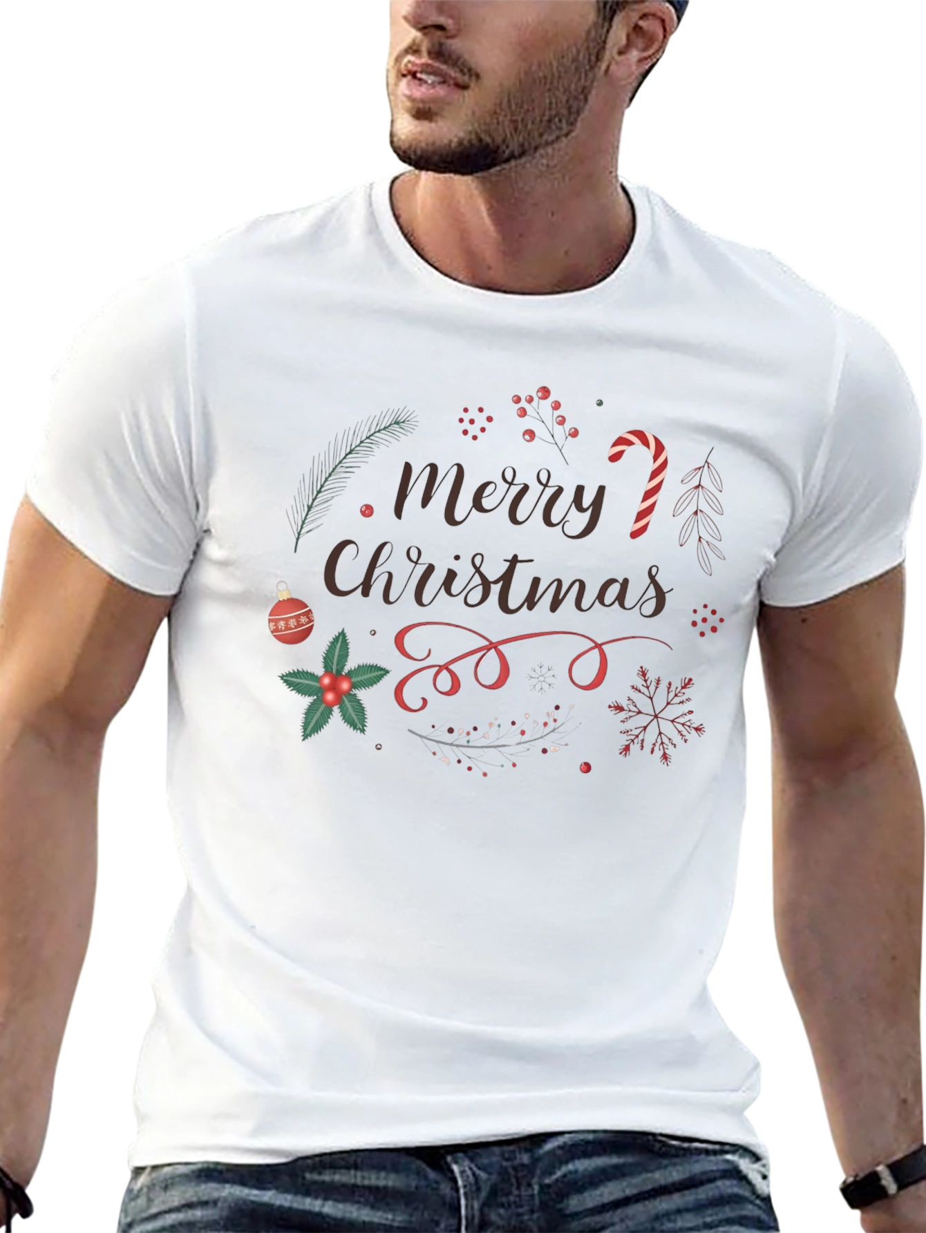 Festive Merry Christmas Graphic T-Shirt