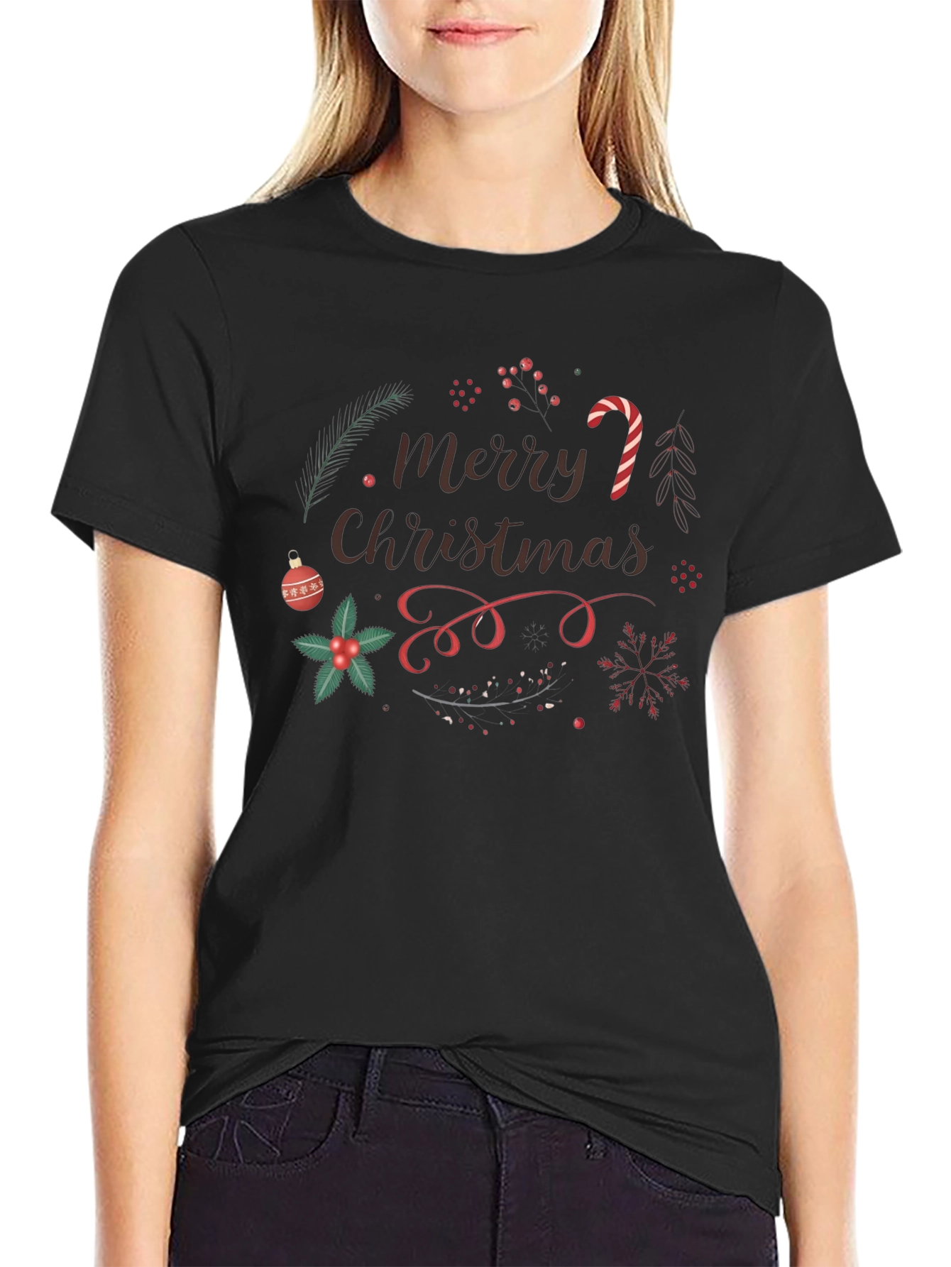 Festive Merry Christmas Graphic T-Shirt