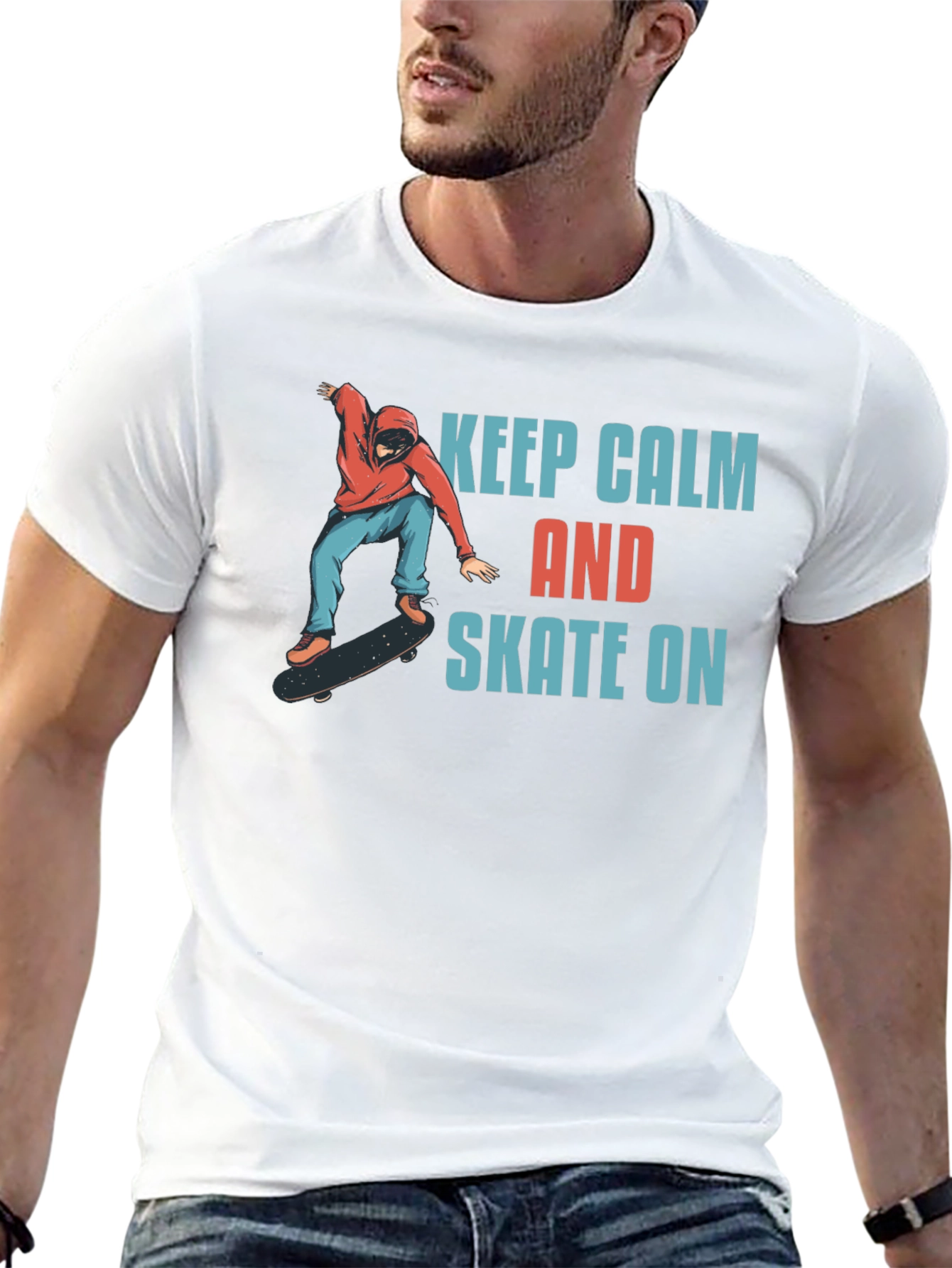 Keep Calm and Skate On Black T-Shirt