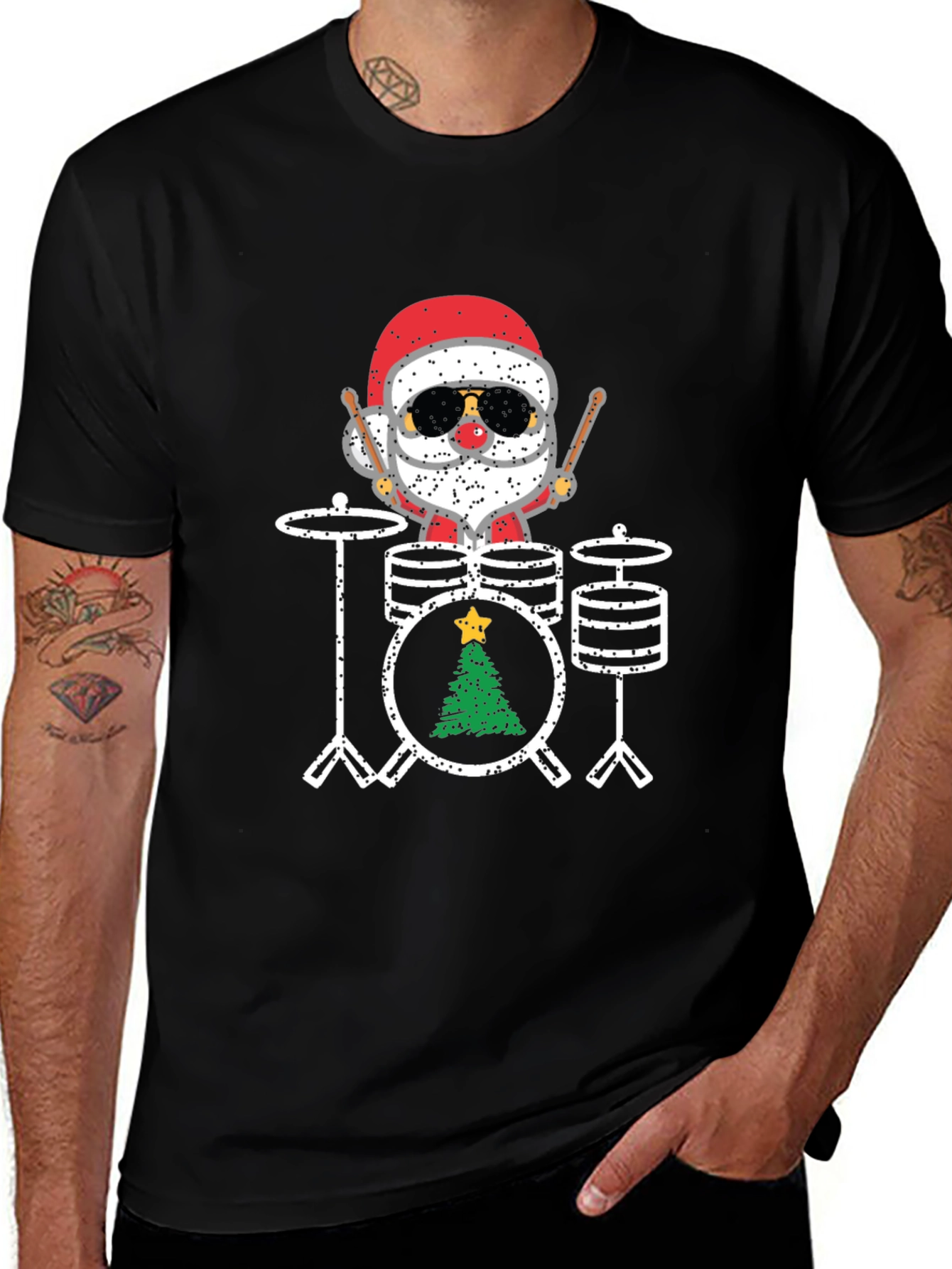 Santa Drummer Christmas T-Shirt