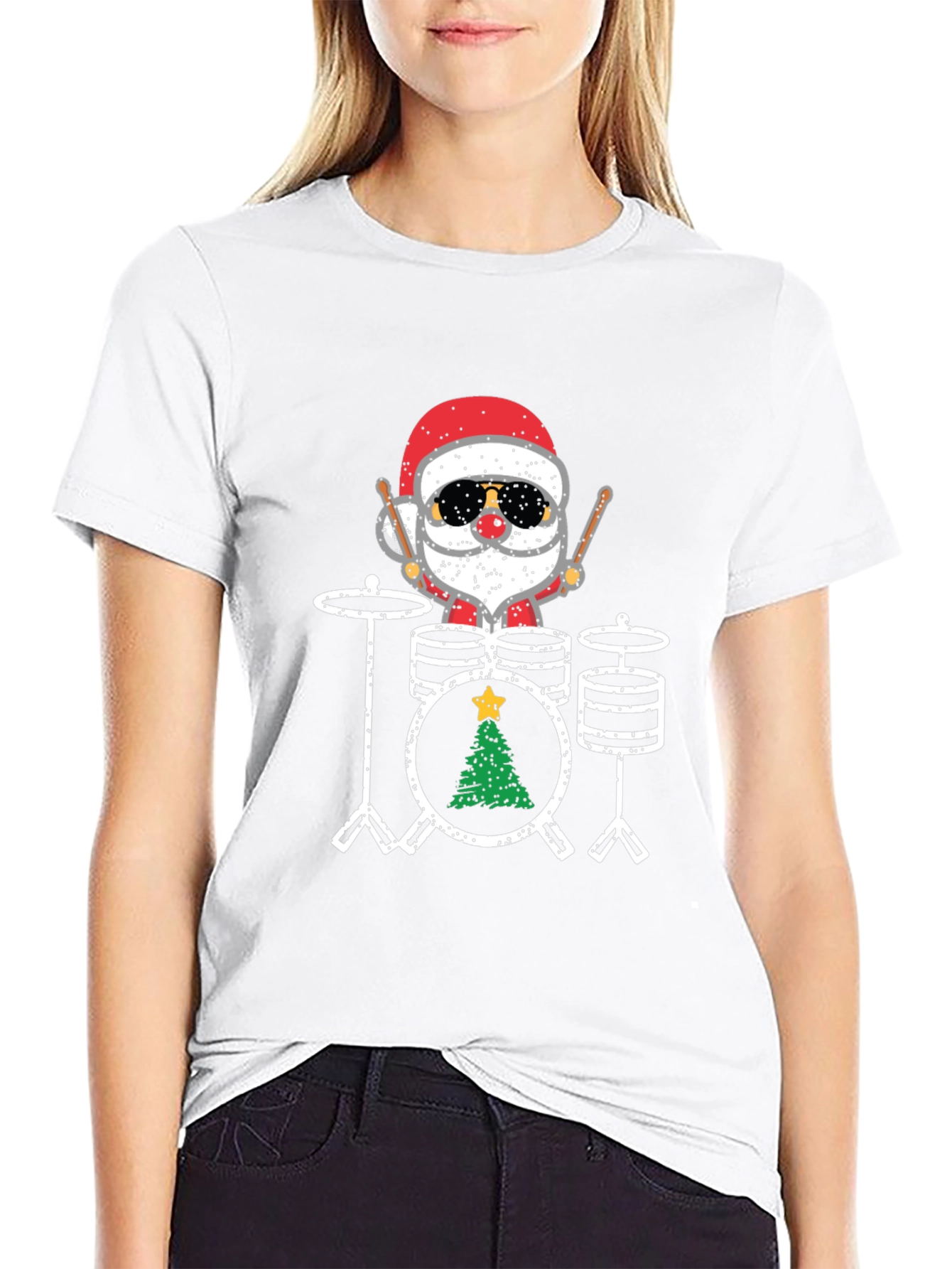 Santa Drummer Christmas T-Shirt