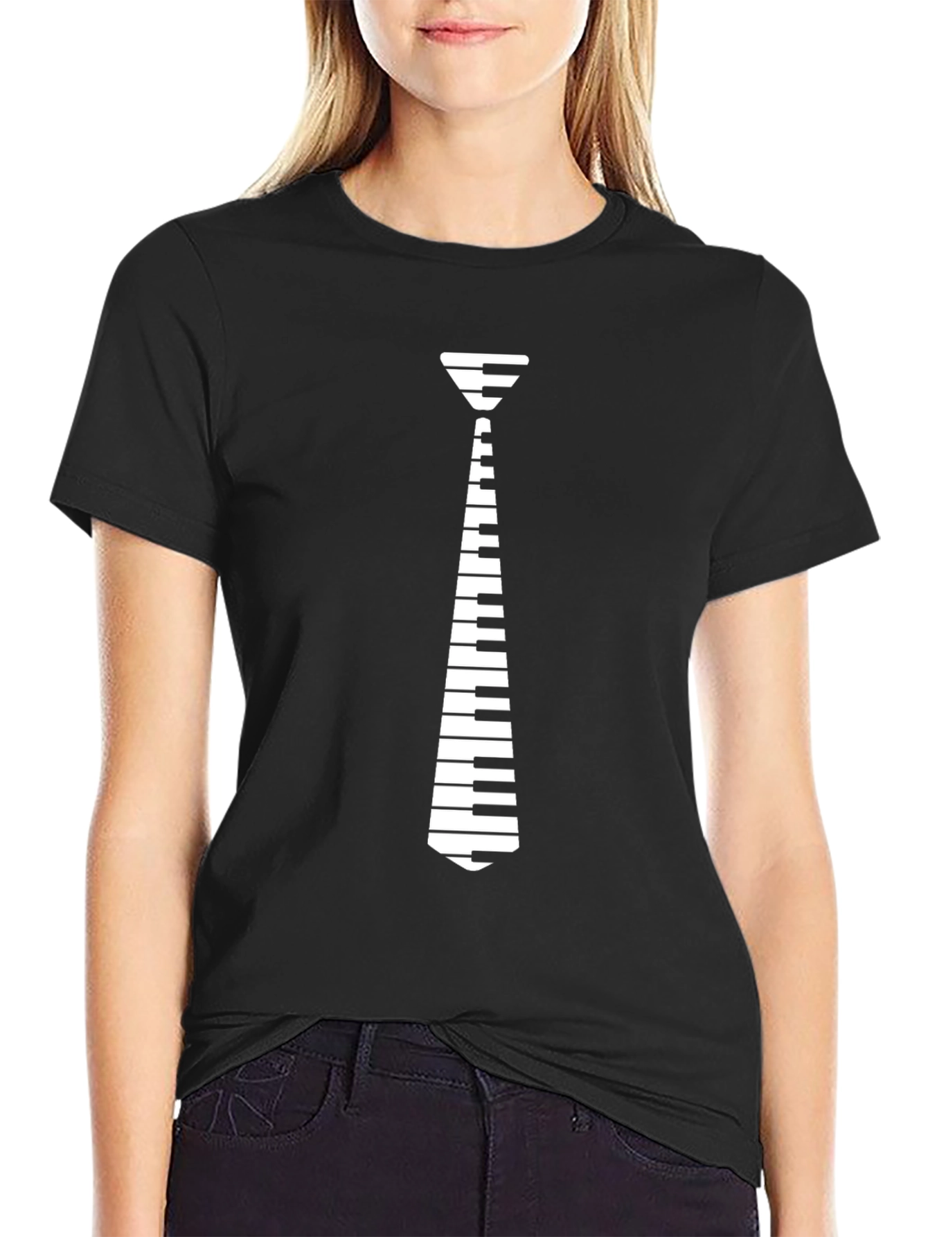 Piano Tie Graphic T-Shirt - Musician Novelty Tee
