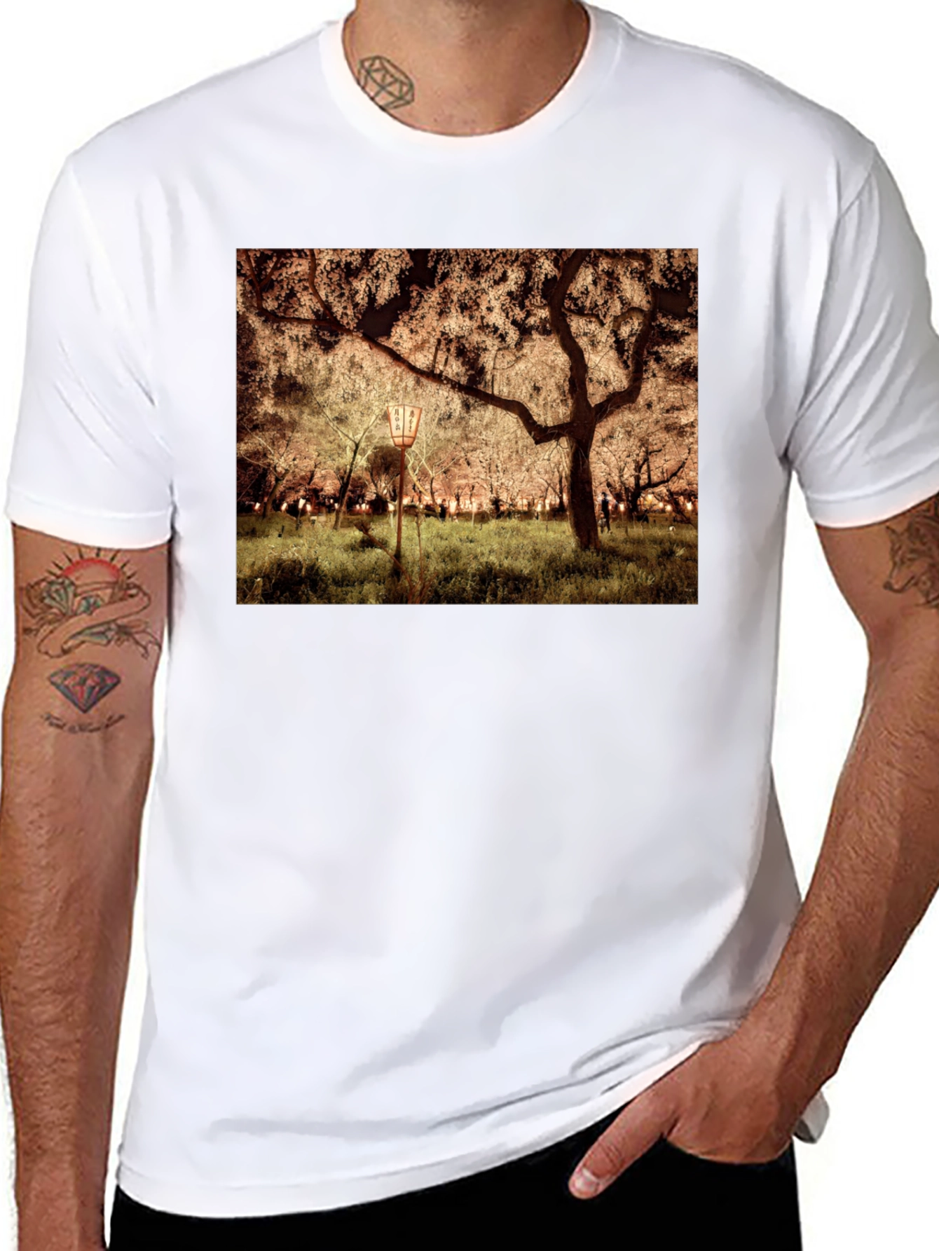 Night Sakura T-Shirt: Illuminated Cherry Blossom Tee