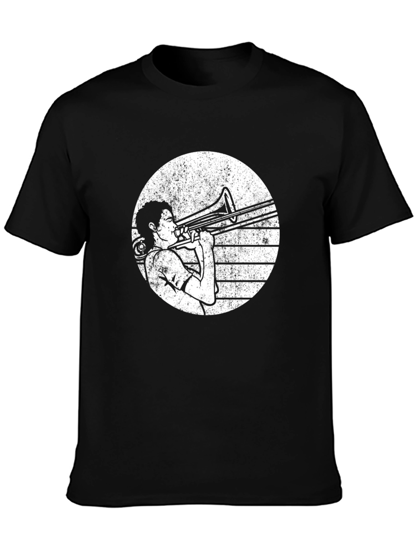 Trombone Player Graphic Tee - Black Cotton T-Shirt