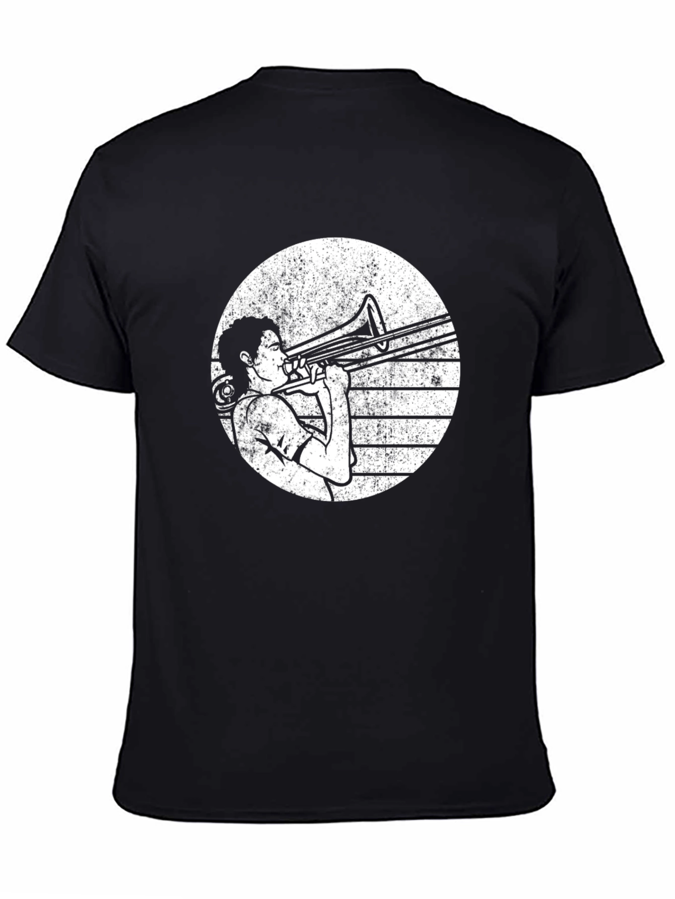 Trombone Player Graphic Tee - Black Cotton T-Shirt
