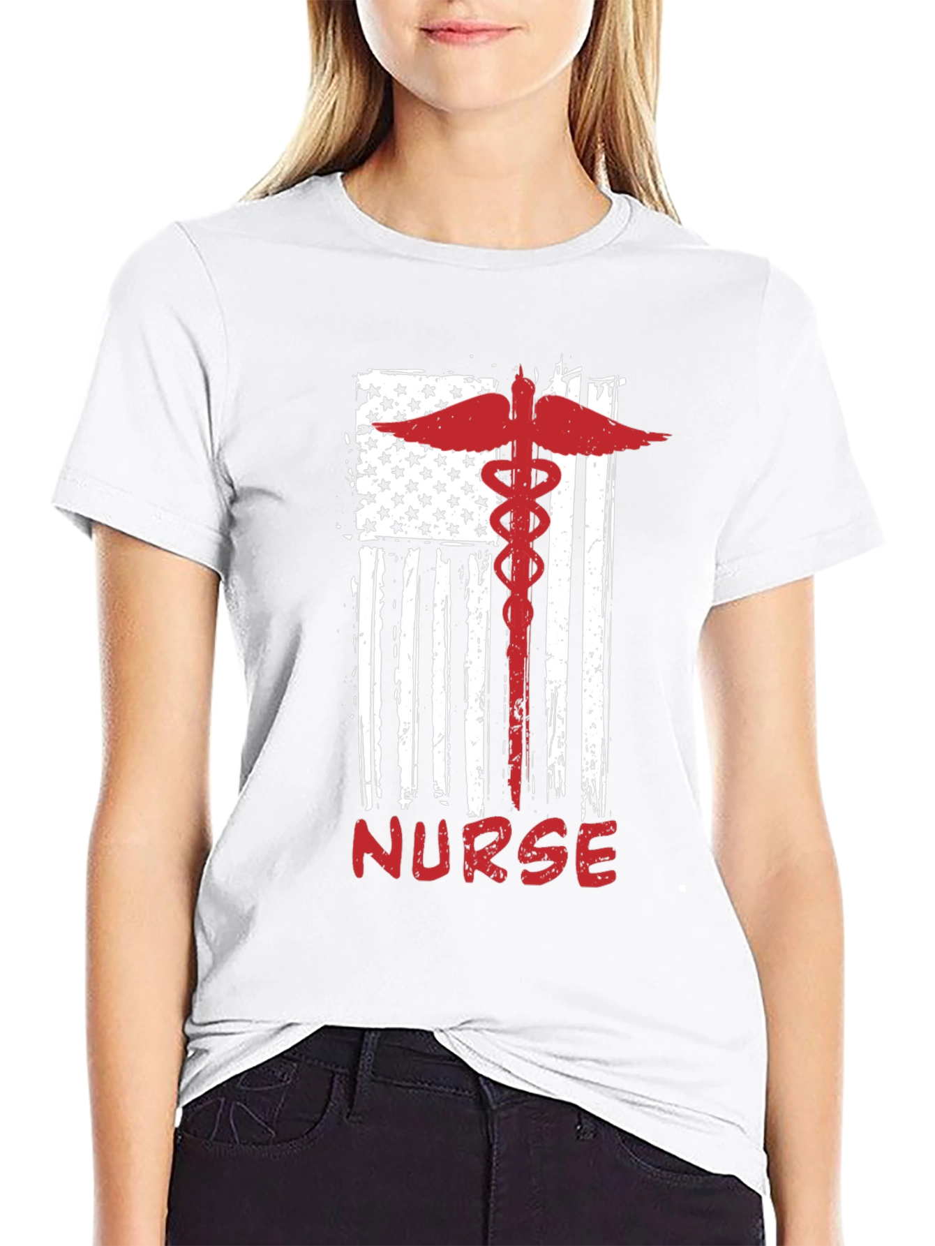 Nurse American Flag Graphic Tee