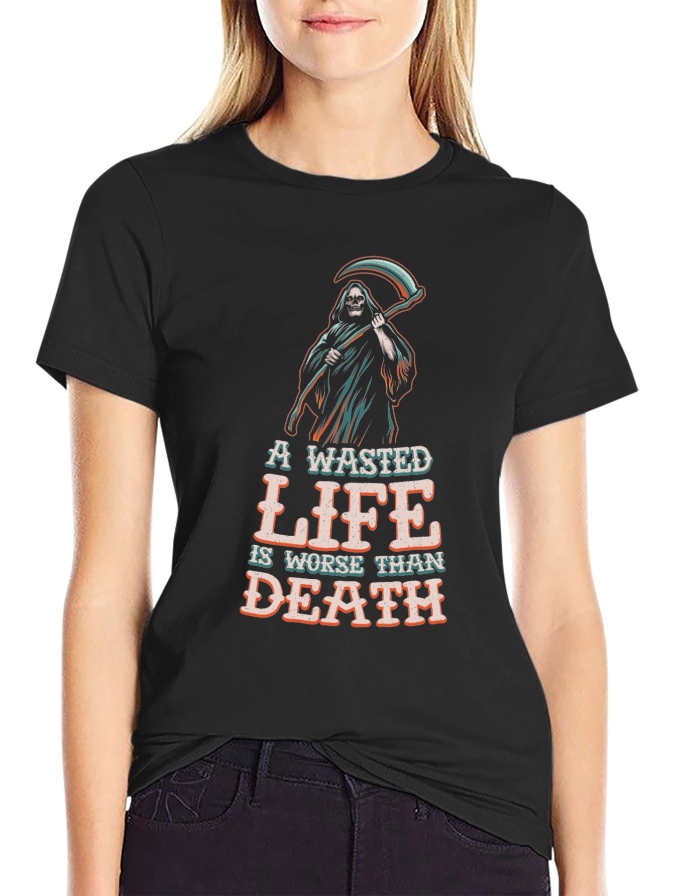 Wasted Life Grim Reaper Graphic Tee