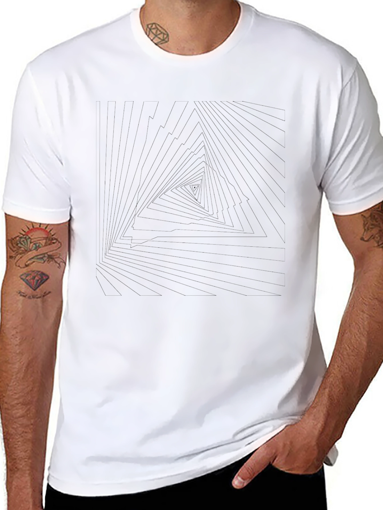 Abstract Triangle Graphic Tee - Mens Black T-Shirt