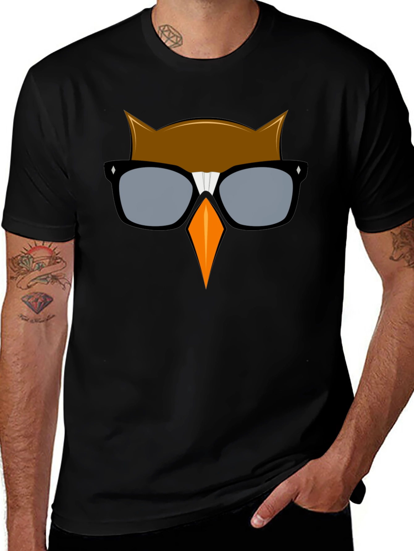 Cool Owl Graphic T-Shirt - Black