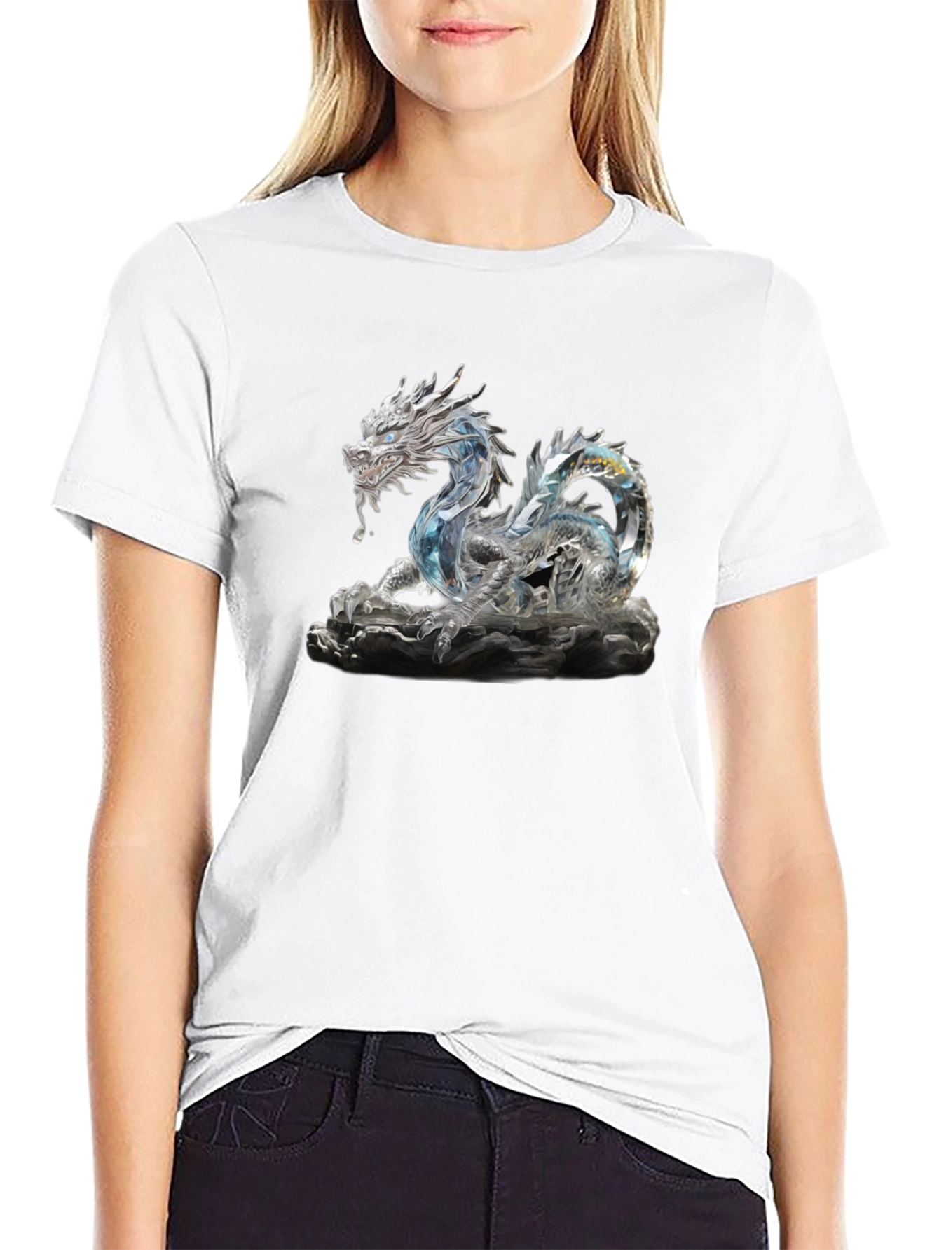 Crystal Dragon Graphic Tee - Black