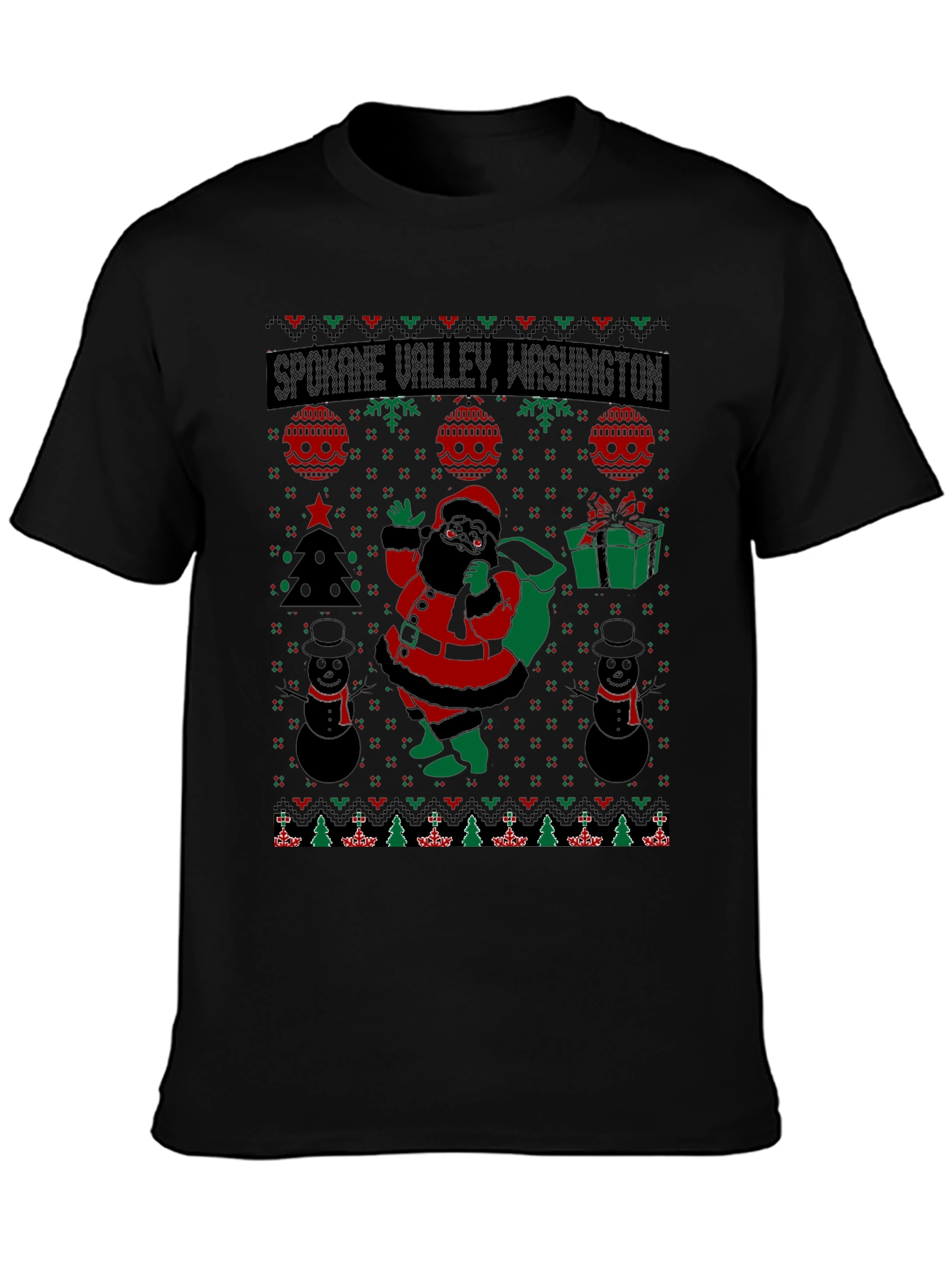 Spokane Valley Washington Ugly Christmas T-Shirt