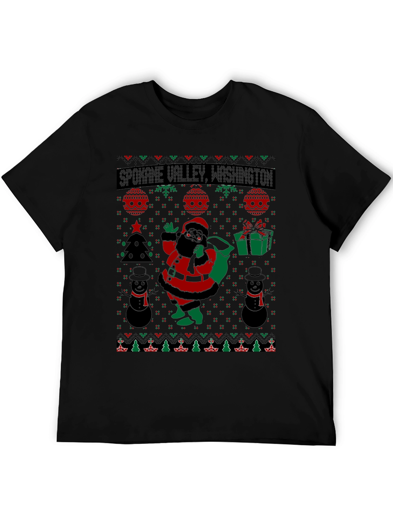 Spokane Valley Washington Ugly Christmas T-Shirt