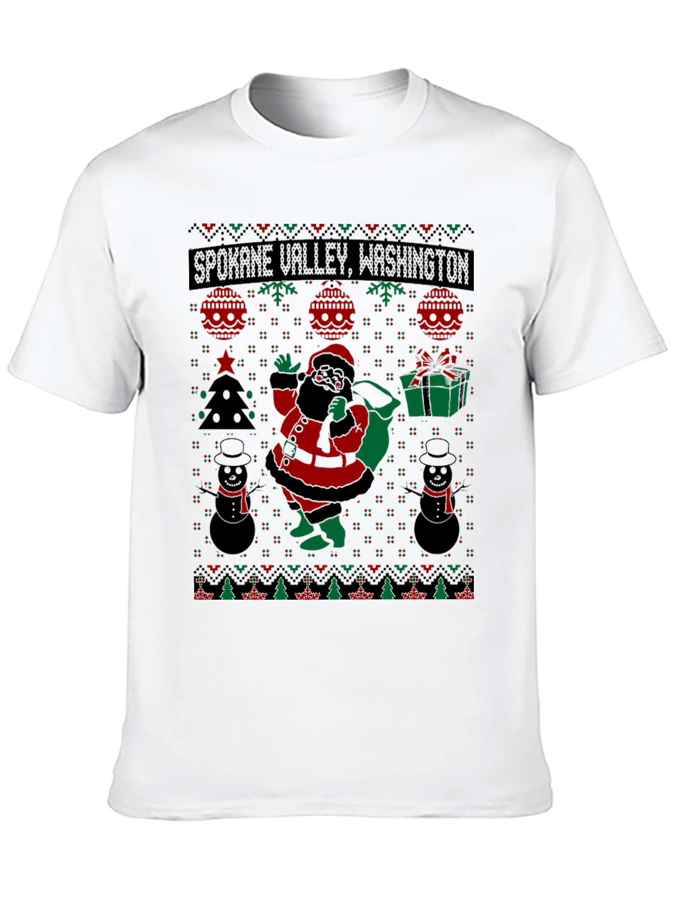Spokane Valley Washington Ugly Christmas T-Shirt