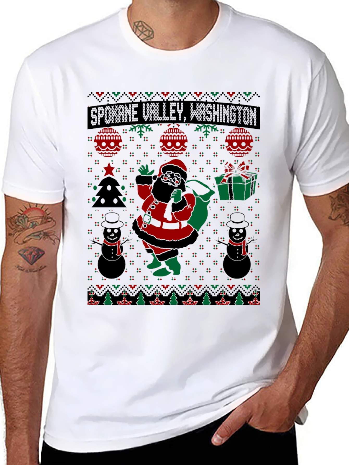 Spokane Valley Washington Ugly Christmas T-Shirt
