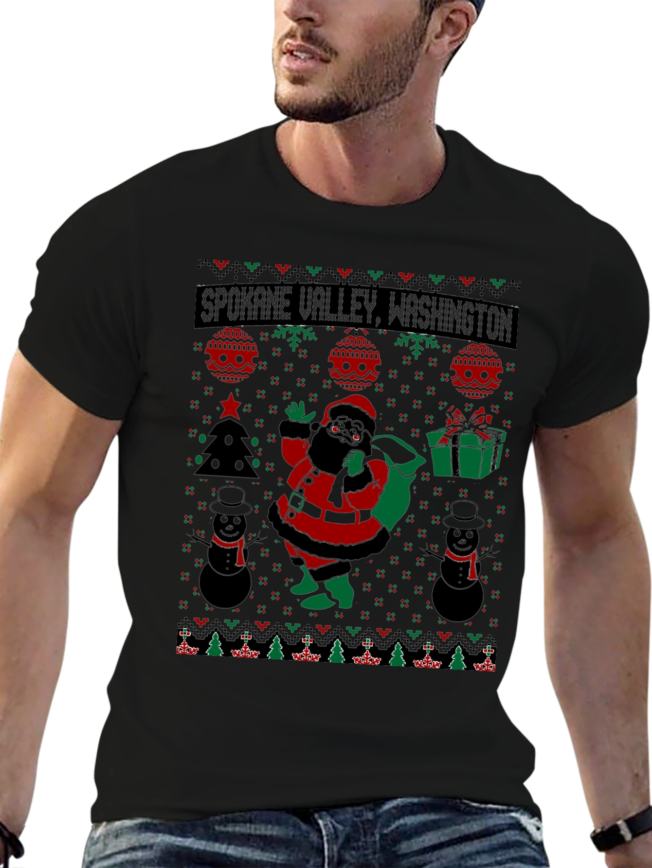 Spokane Valley Washington Ugly Christmas T-Shirt
