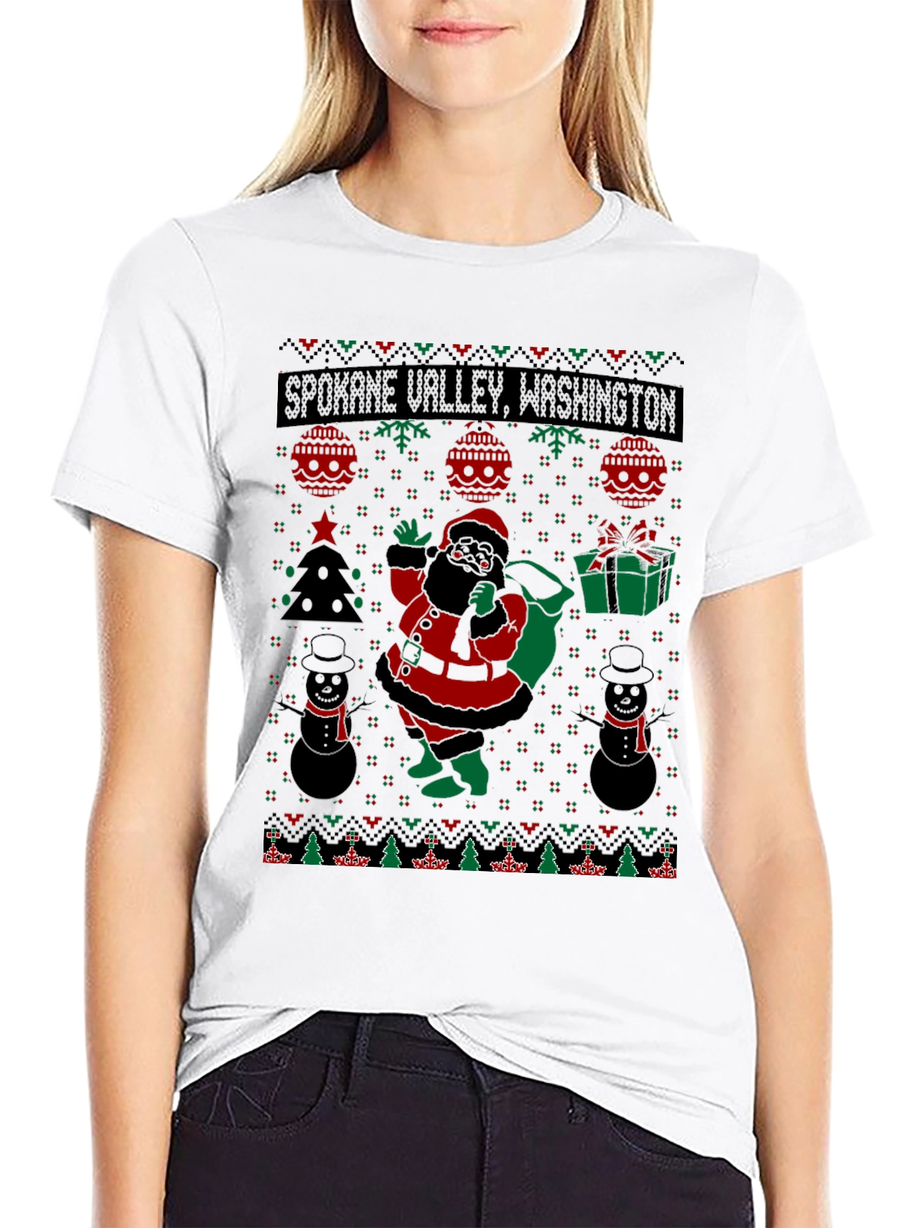 Spokane Valley Washington Ugly Christmas T-Shirt
