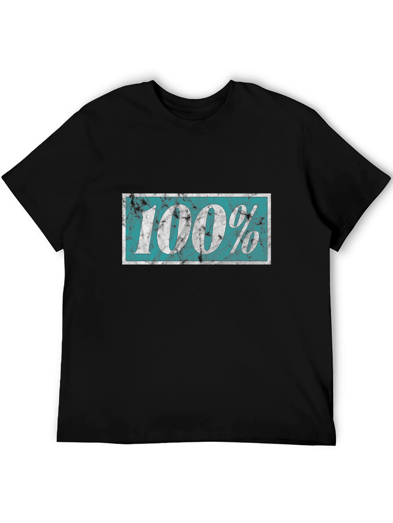 100% Distressed Graphic Black T-Shirt