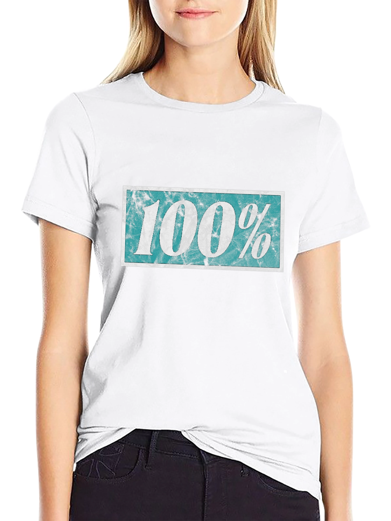 100% Distressed Graphic Black T-Shirt