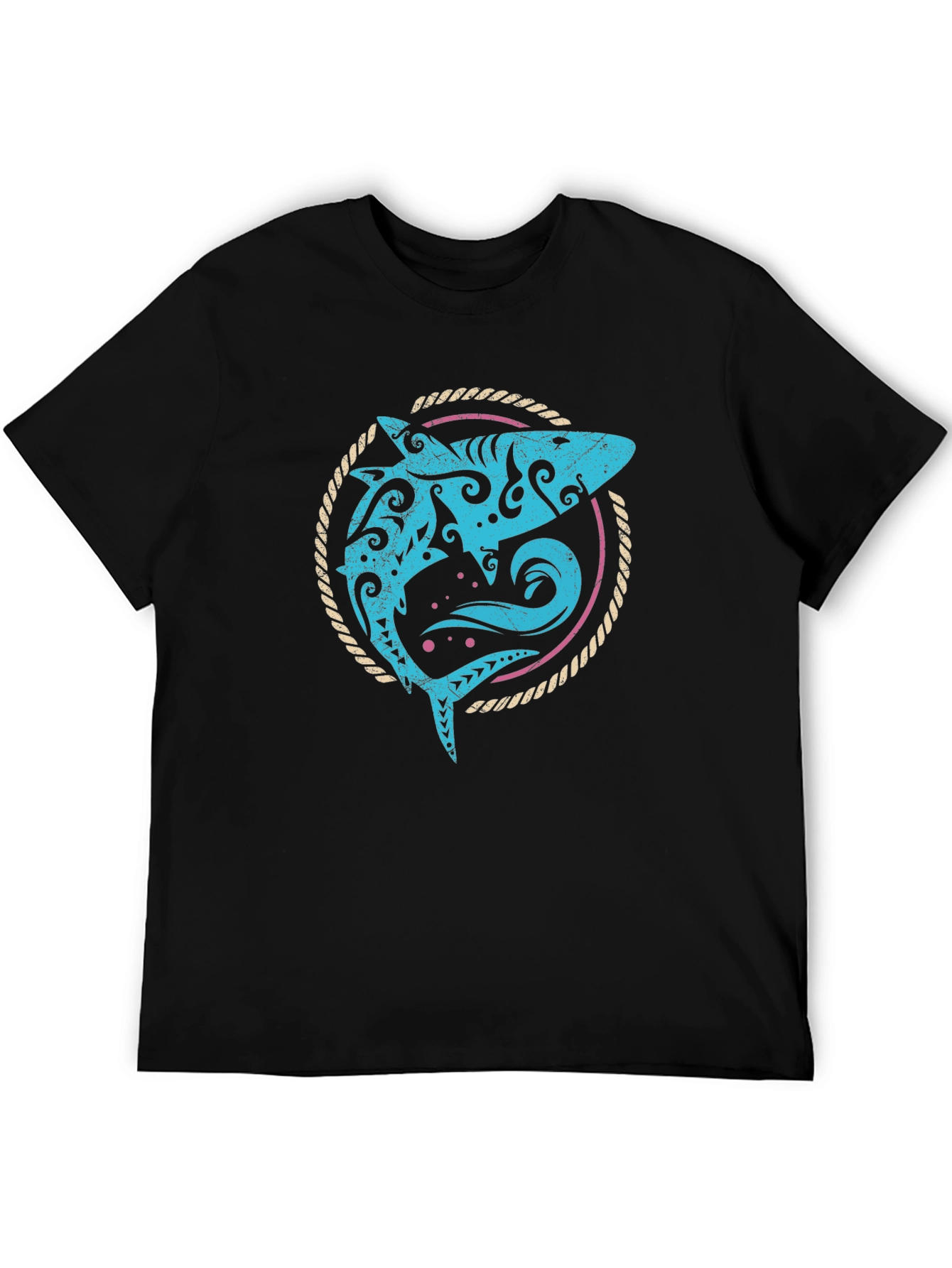 Tribal Shark Graphic Tee - Mens Black T-Shirt